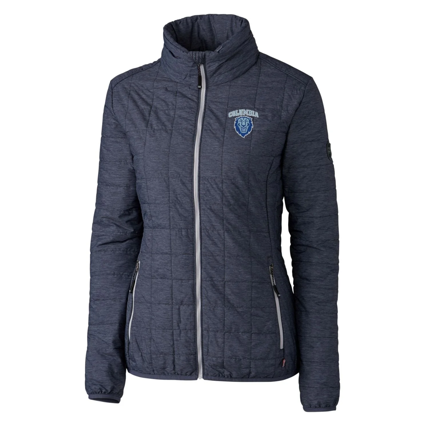 Women's Cutter & Buck Heather Navy Columbia University Rainier Eco Insulated Puffer Full-Zip Jacket