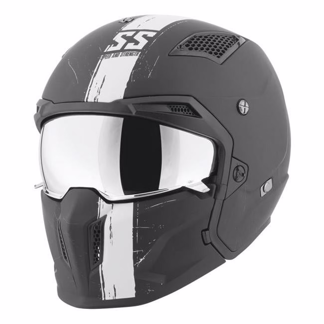 Speed & Strength SS2400 Tough as Nails Motorcycle Helmet Black/White XXL