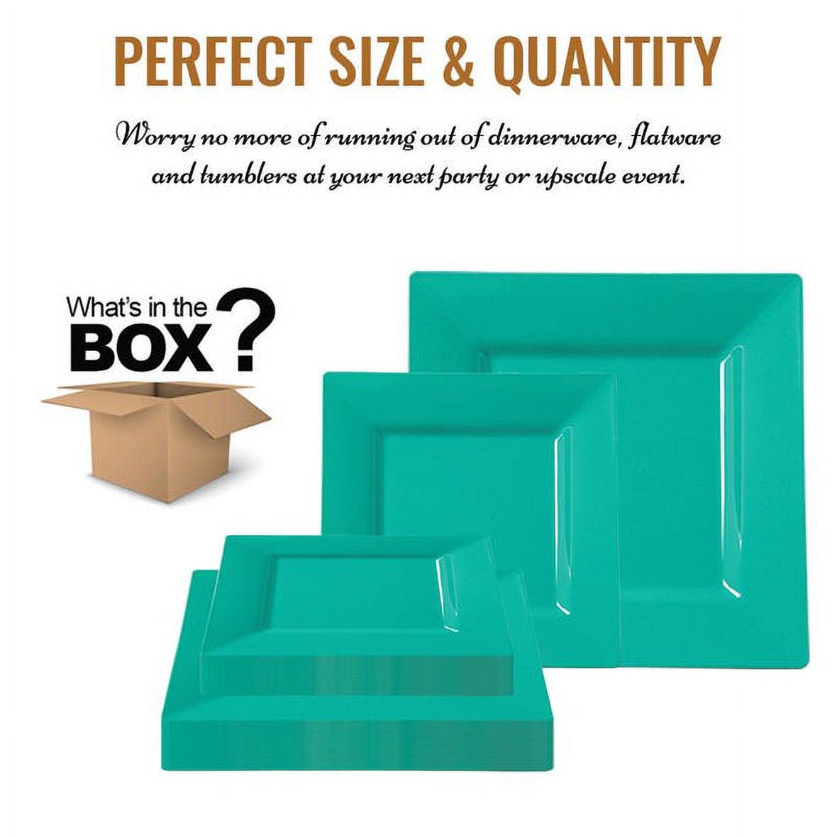 Smarty Sea Aqua Square Plastic Plates Dinnerware Value Set 240ct