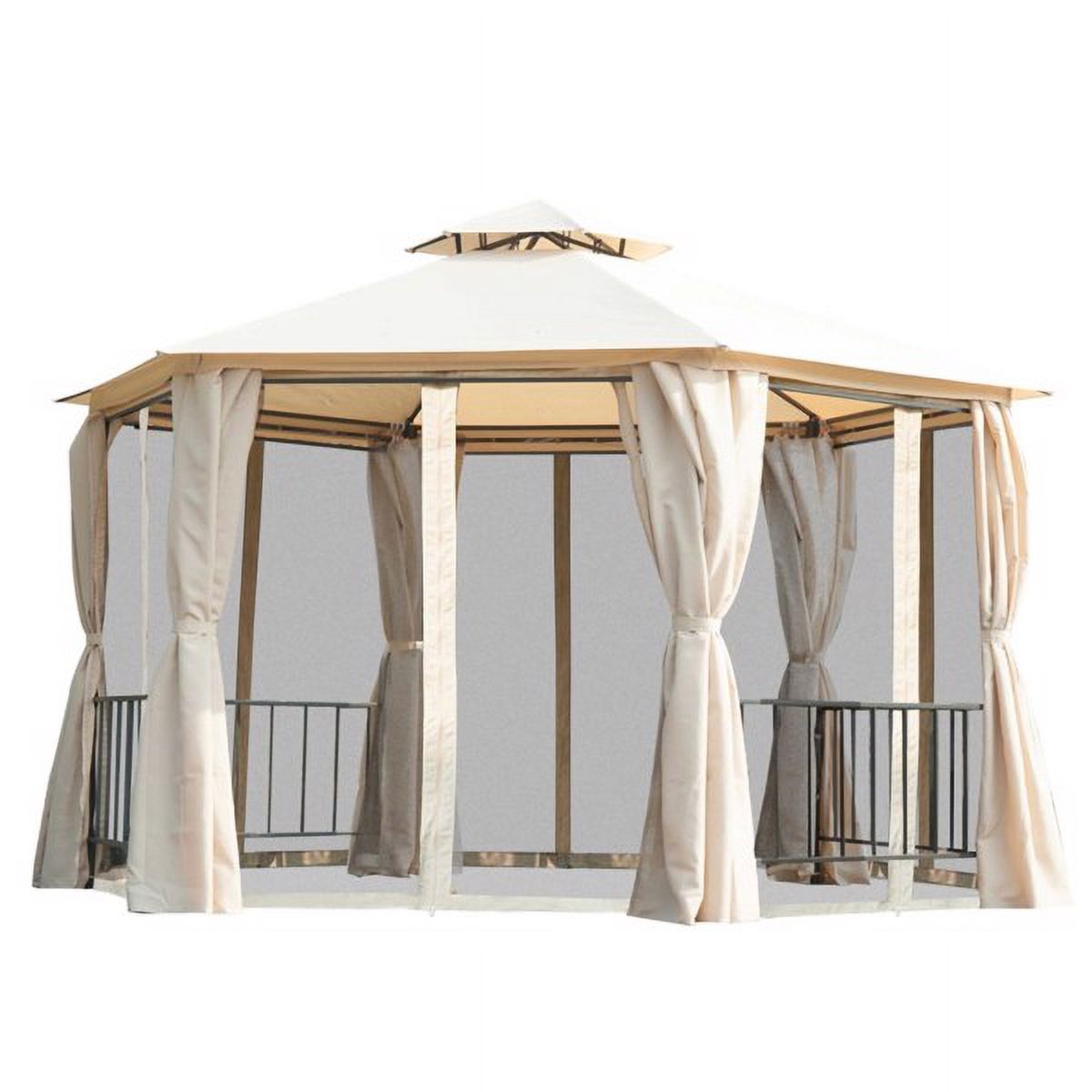 Fithood 13ft x 13ft Patio Gazebo-Beige-AS