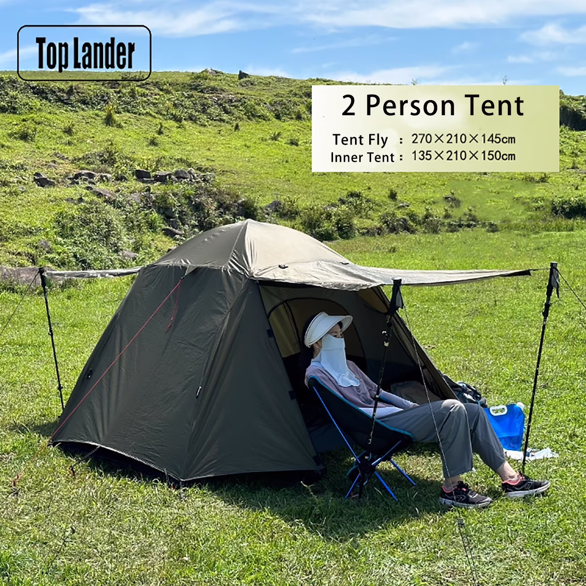 Space 2 Camping Tent Waterproof 2-3 People Backpacking Tent Double Layer Outdoor Hiking Survival Bushcraft 3 Season Tourist Tent