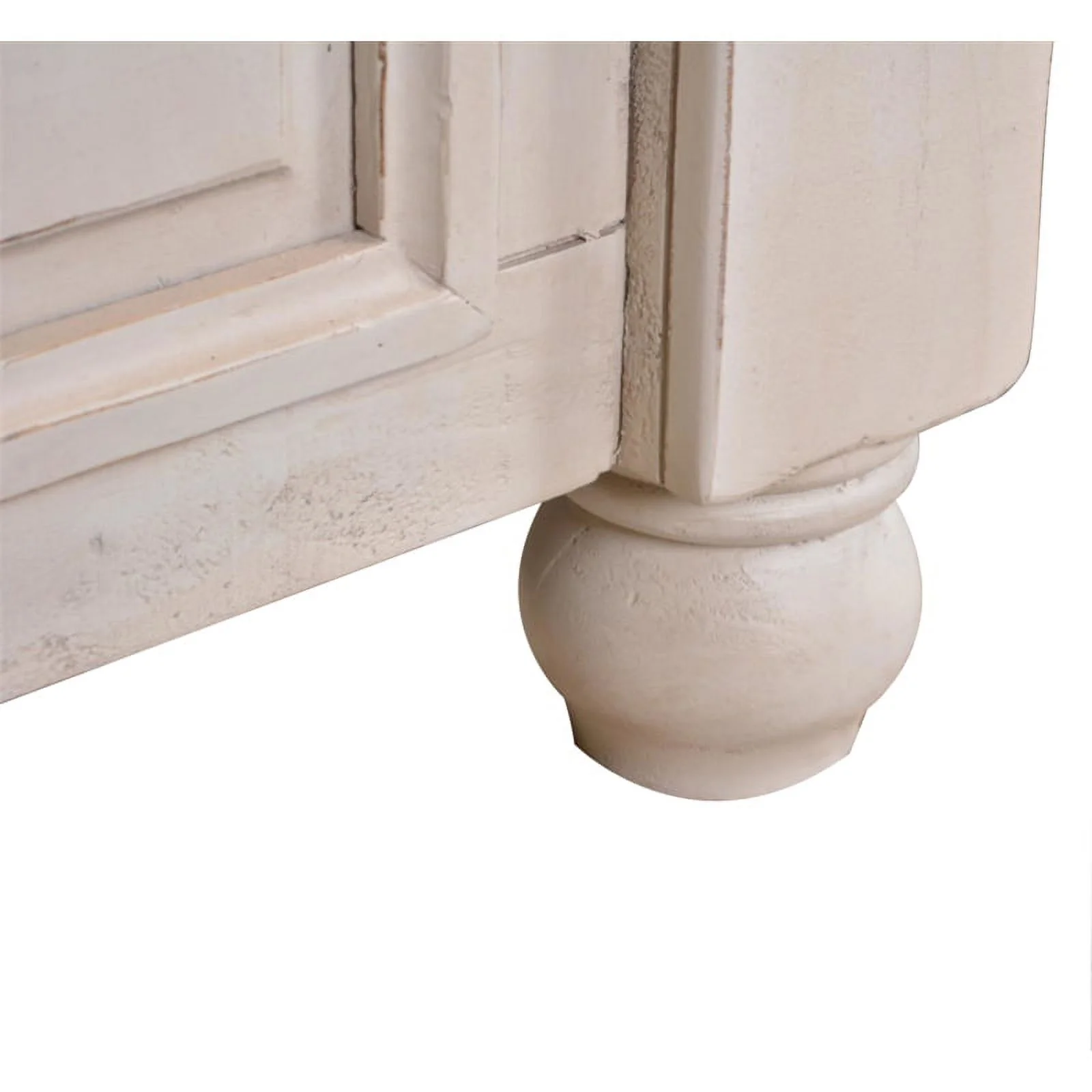 Sunset Trading Rustic French King Panel Bed - Distressed White and Brown Solid Wood