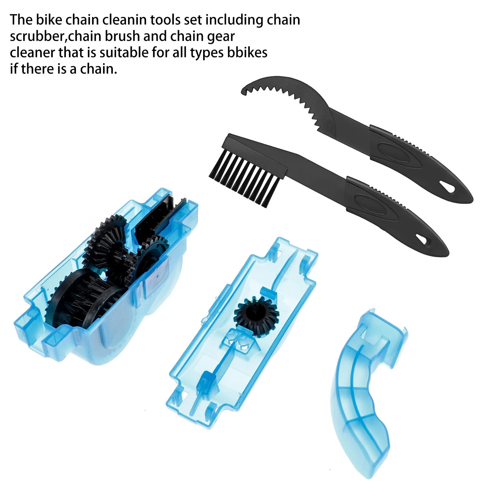 Bicycle Chain Cleaner Bike Wash Tool Cycling Scrubber Cleaning Brushes Wheel Set