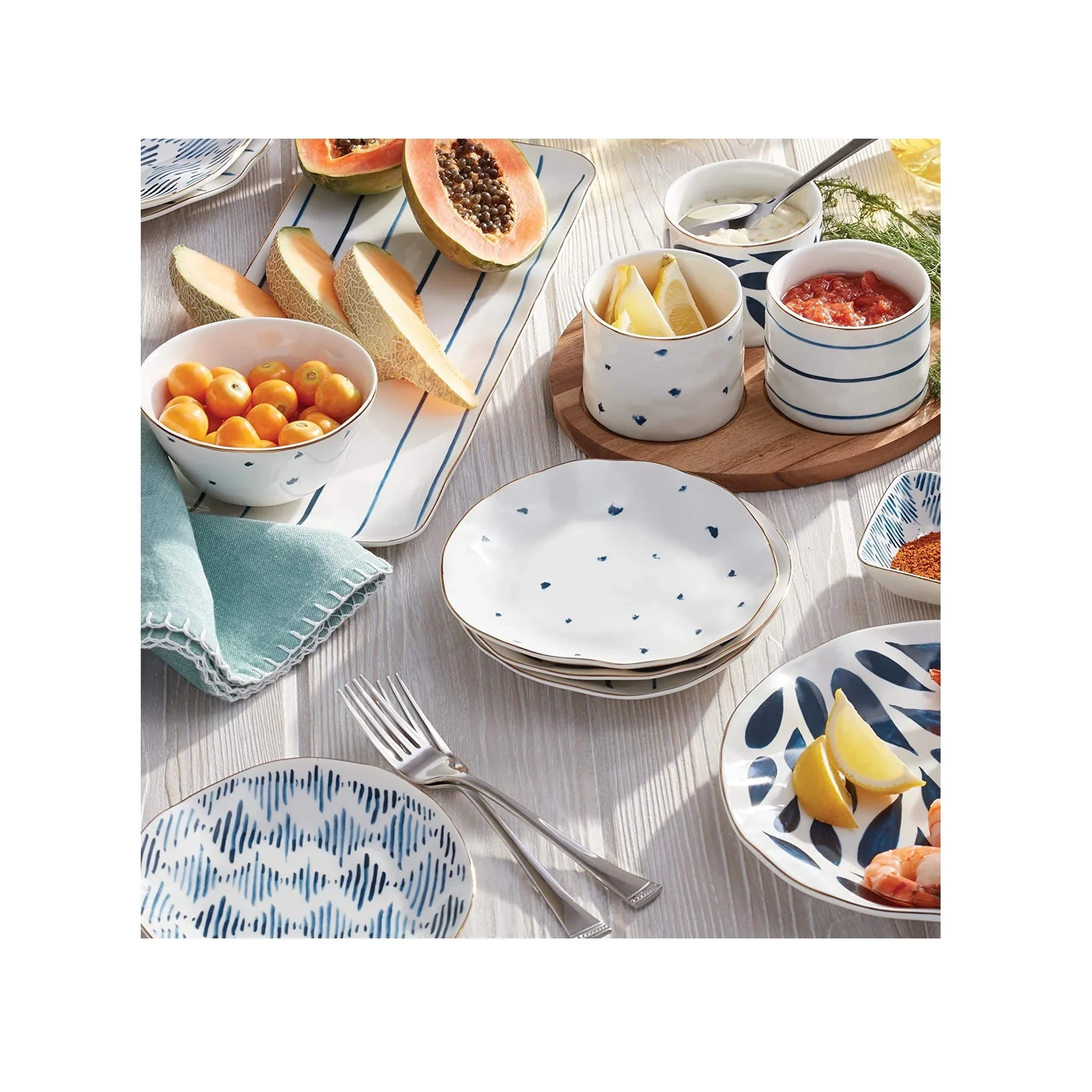 Lenox Blue Bay Tidbits Party Plates, Set Of 4