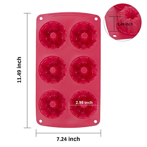 Webake Fancy Fluted Tube Cake Pan Non-stick Silicone Mini Tube Cake Baking Pan Kugelhopf Cake Mold Pack of 2