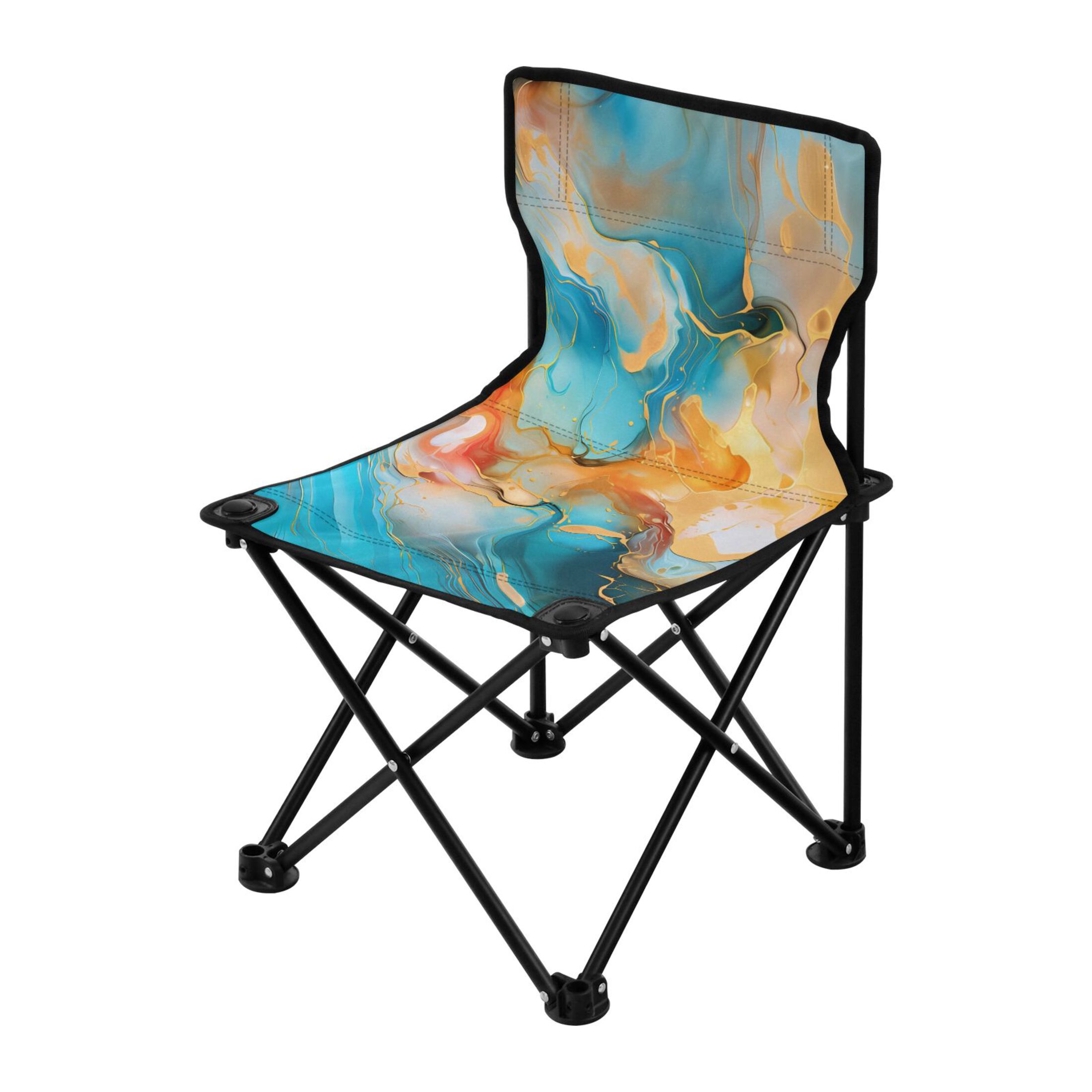 Blue Golden Marble Portable Camping Chair Outdoor Folding Beach Chair Fishing Chair Lawn Chair with Carry Bag Support to 220LBS