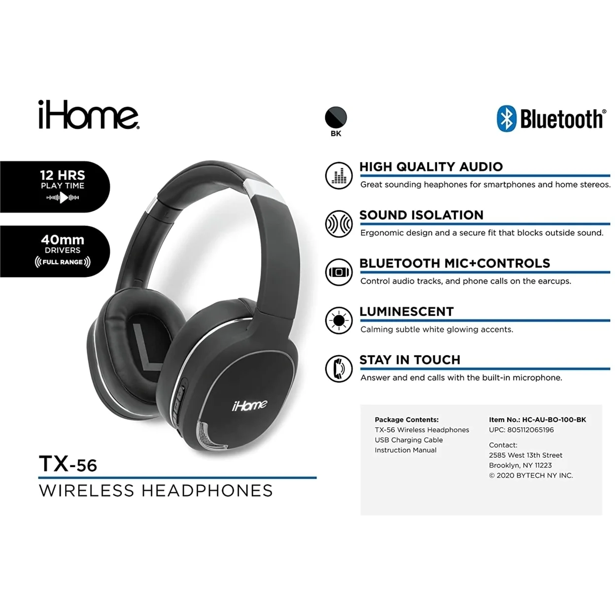 TX-56 True Matted Finish Premium Wireless Over-Ear Headphones with Bluetooth Earphones (BO-100)