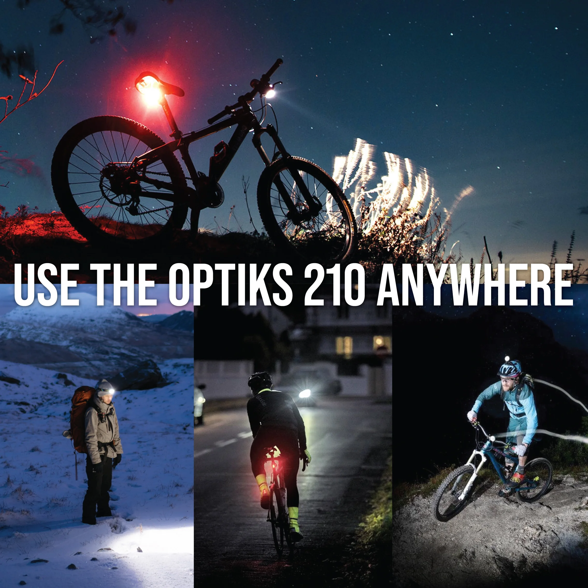 OPTIKS 210 Bike Lights Front and Back USB Rechargeable LED Bicycles (2 Pack)