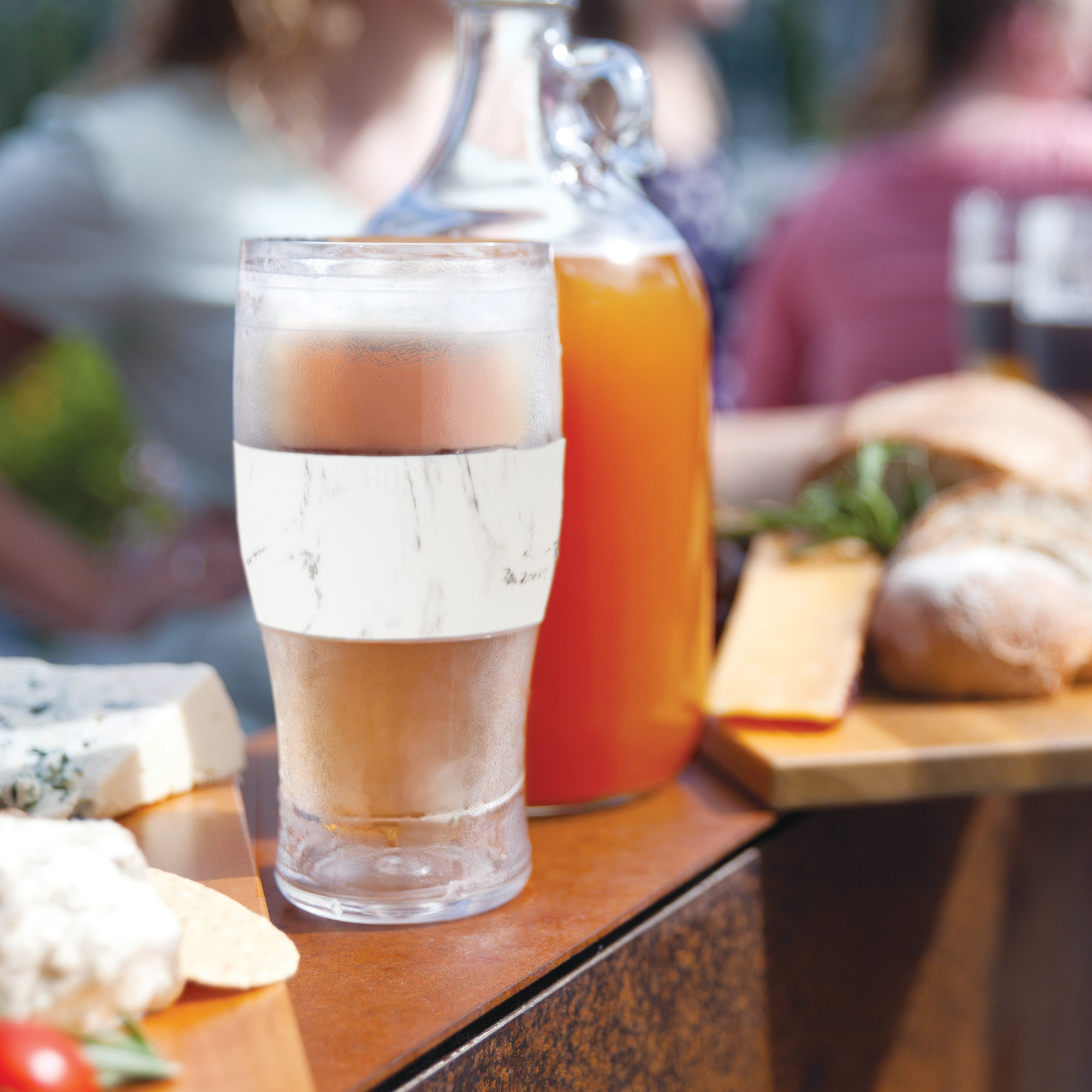 Host Freeze Beer Glasses - Double Walled Insulated Plastic Pint Glasses, Marble