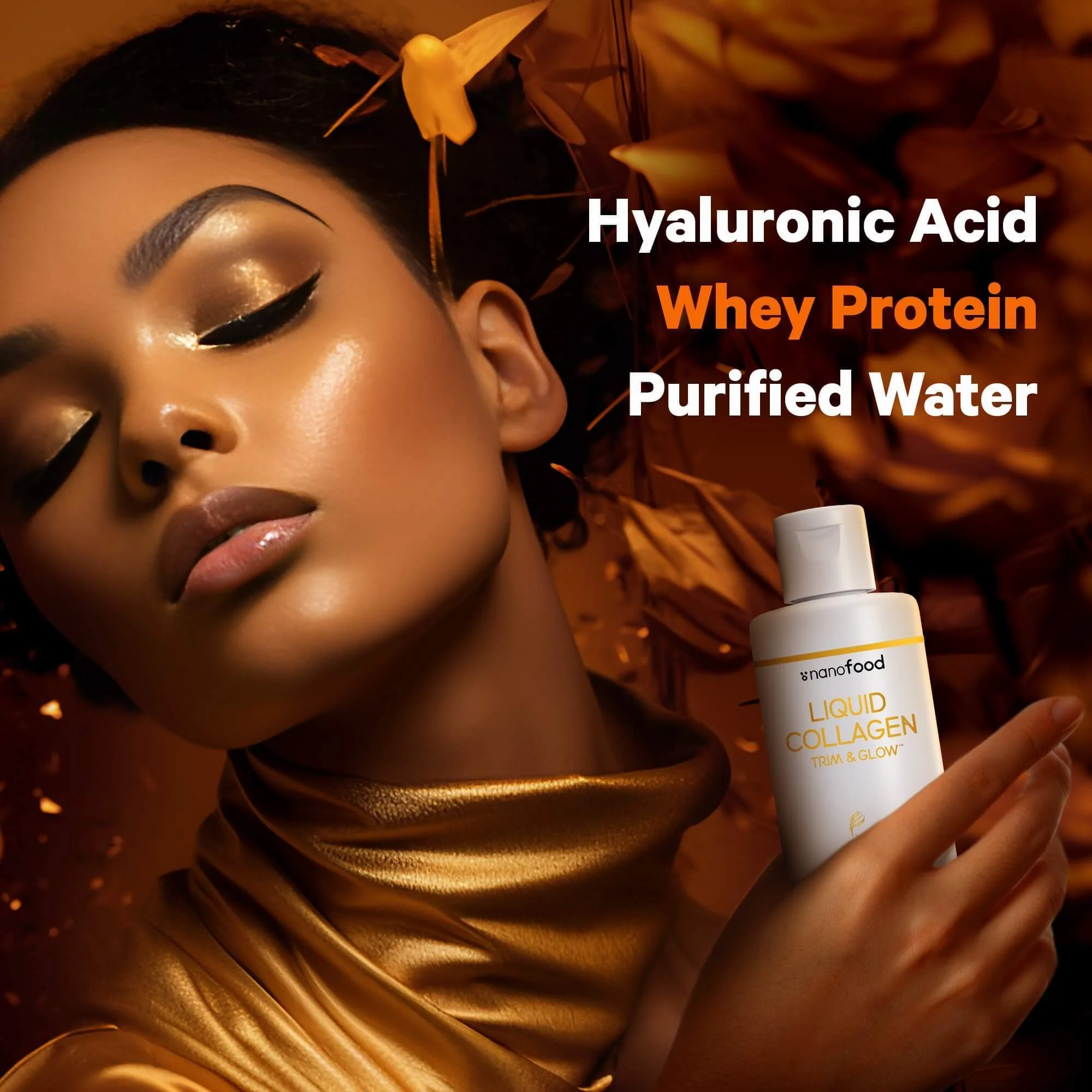 Codeage Nanofood Liquid Collagen Trim & Glow, Conjugated Linoleic Acid, Hyaluronic Acid, Hydrolyzed Collagen Type I, II, III, Whey Protein, Liposomal Delivery, Vanilla Flavor, 15.22 fl oz