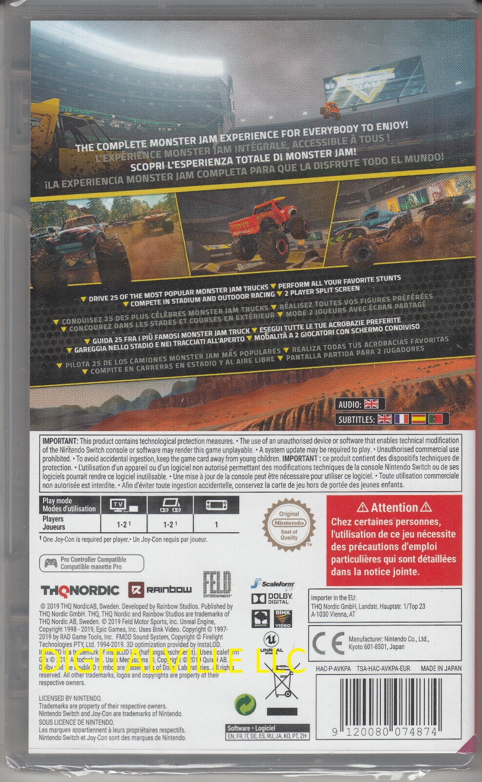 Monster Jam Steel Titans Nintendo Switch Brand New Factory Sealed Trcuk Racing