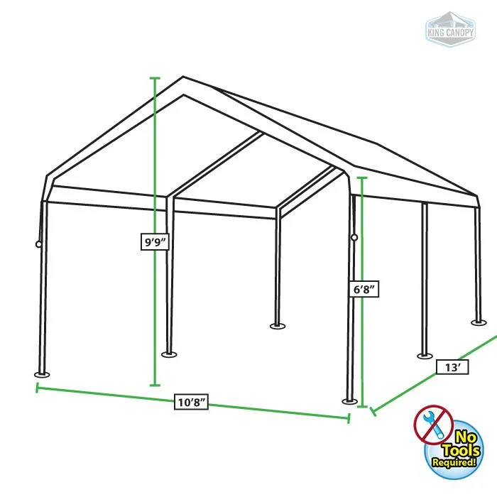 King Canopy Universal 6 Leg 10X13 Canopy w/ WHITE Cover