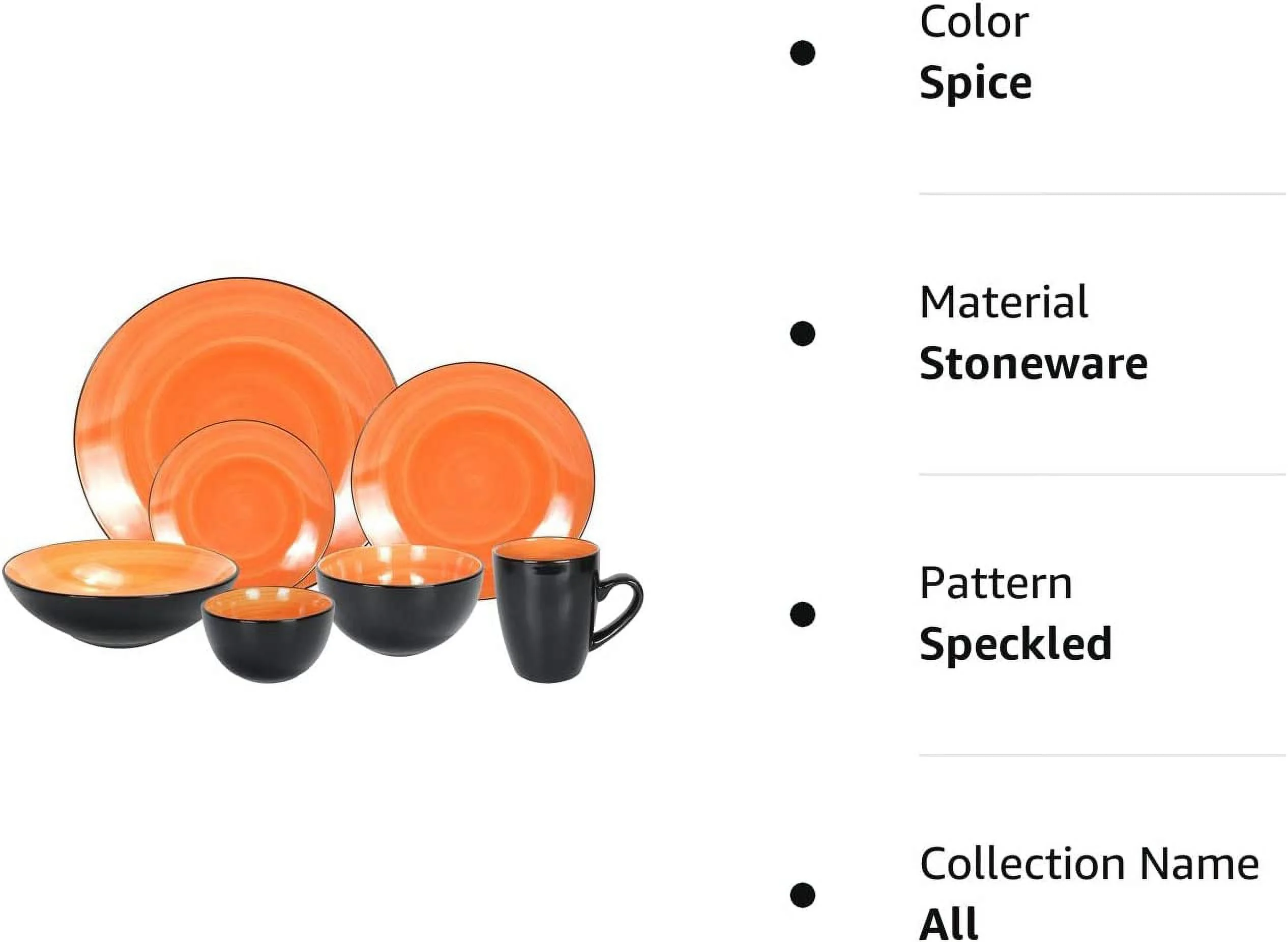 Stoneware Sonoma Dinnerware Set, Black + Speckled Spin Wash (56Pc Set, Spice)