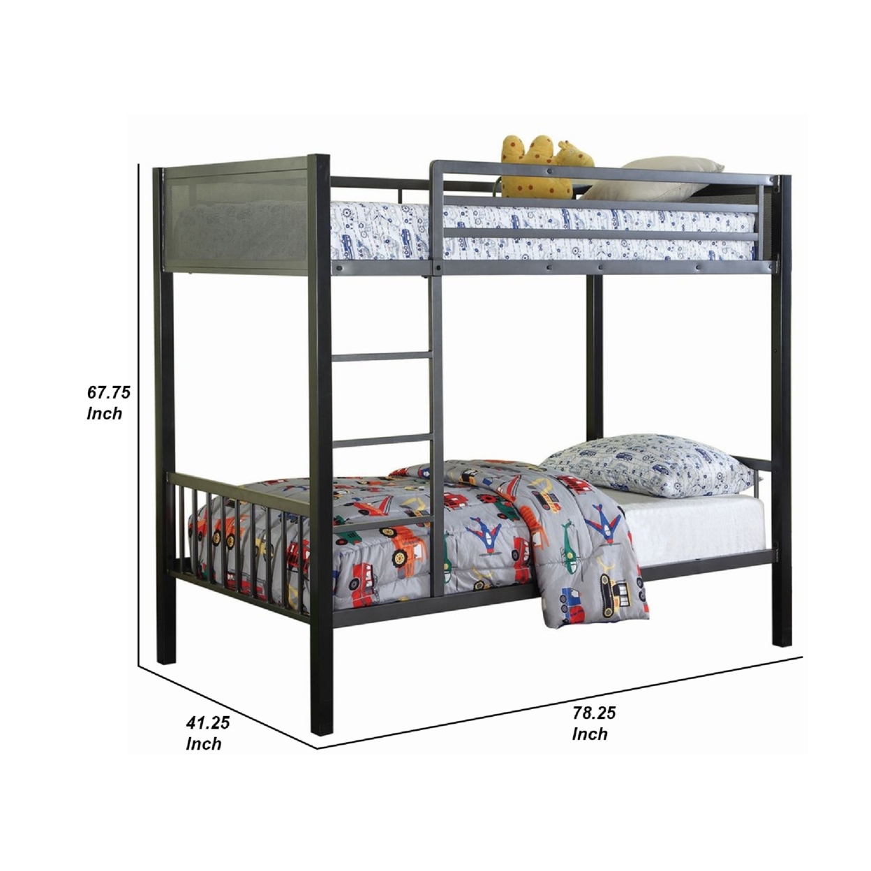 Meyers Twin Over Twin Metal Bunk Bed Black and Gunmetal