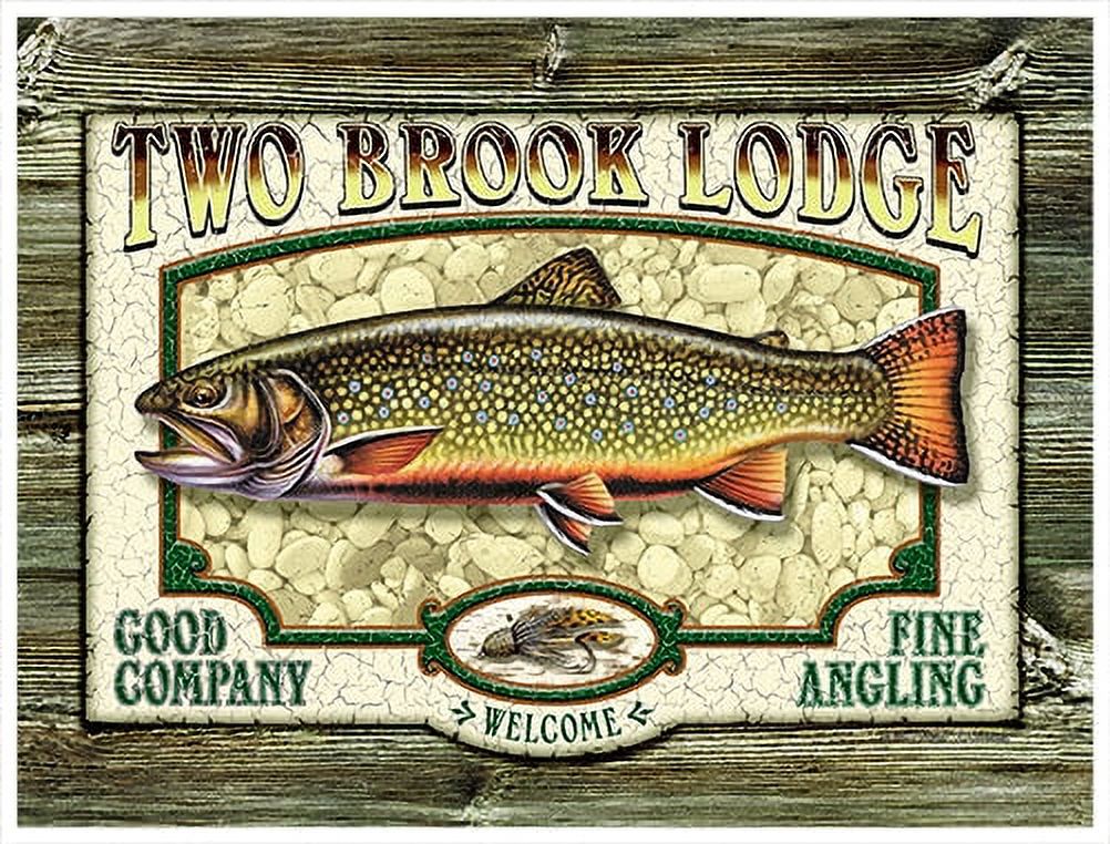 Two Brook Lodge Trout Good Compnay Fine Angling Novelty Sign | Indoor/Outdoor | Funny Home Décor for Garages, Living Rooms, Bedroom, Offices | SignMission personalized gift Wall Plaque Decoration
