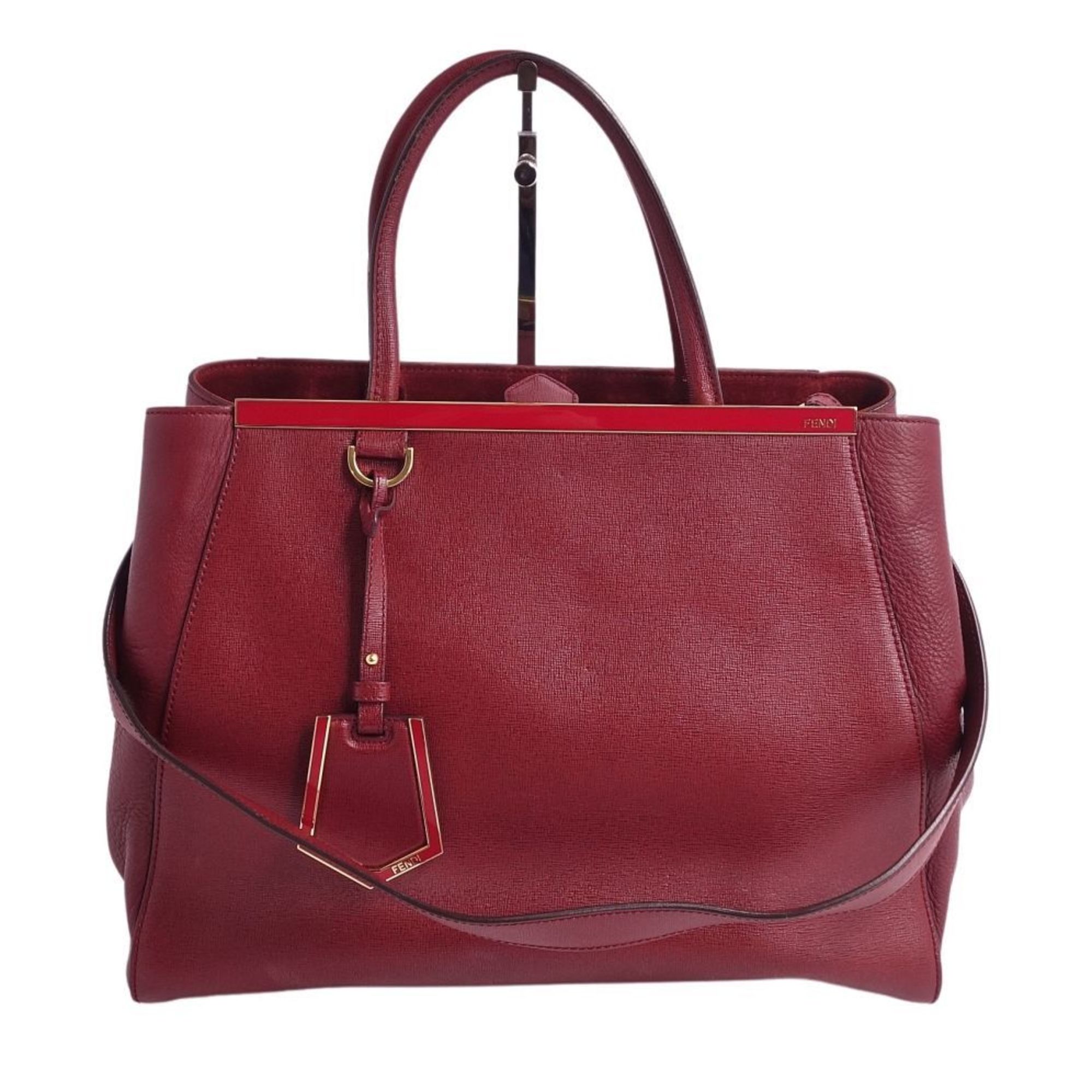 Pre-Owned Fendi FENDI bag 2 JOURS toe Jour 2way handbag shoulder calf leather ladies red (Good)