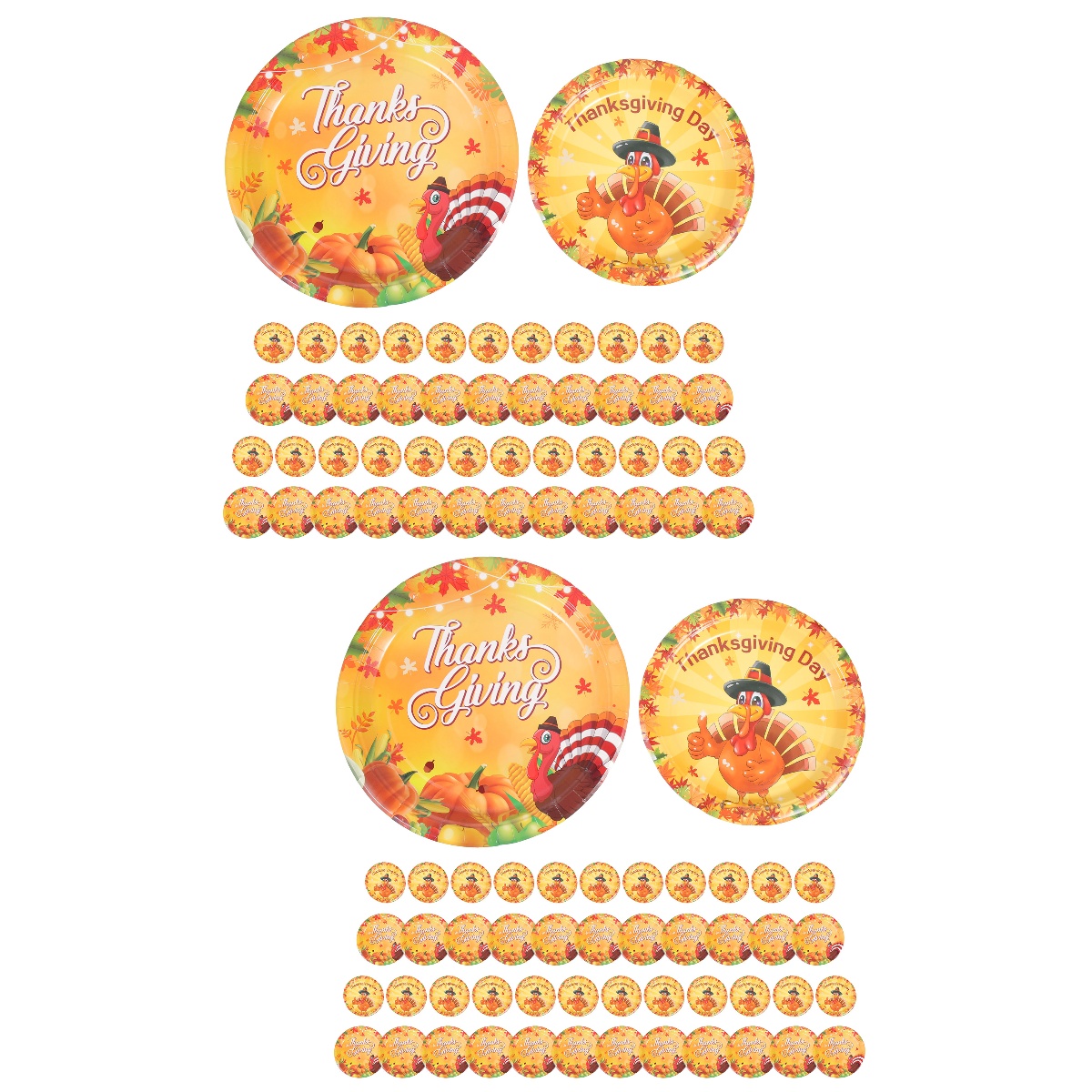 HOMEMAXS 96 Pcs  Disposable Party Plates Thanks Giving Paper Plates Turkey Pattern Party Tableware