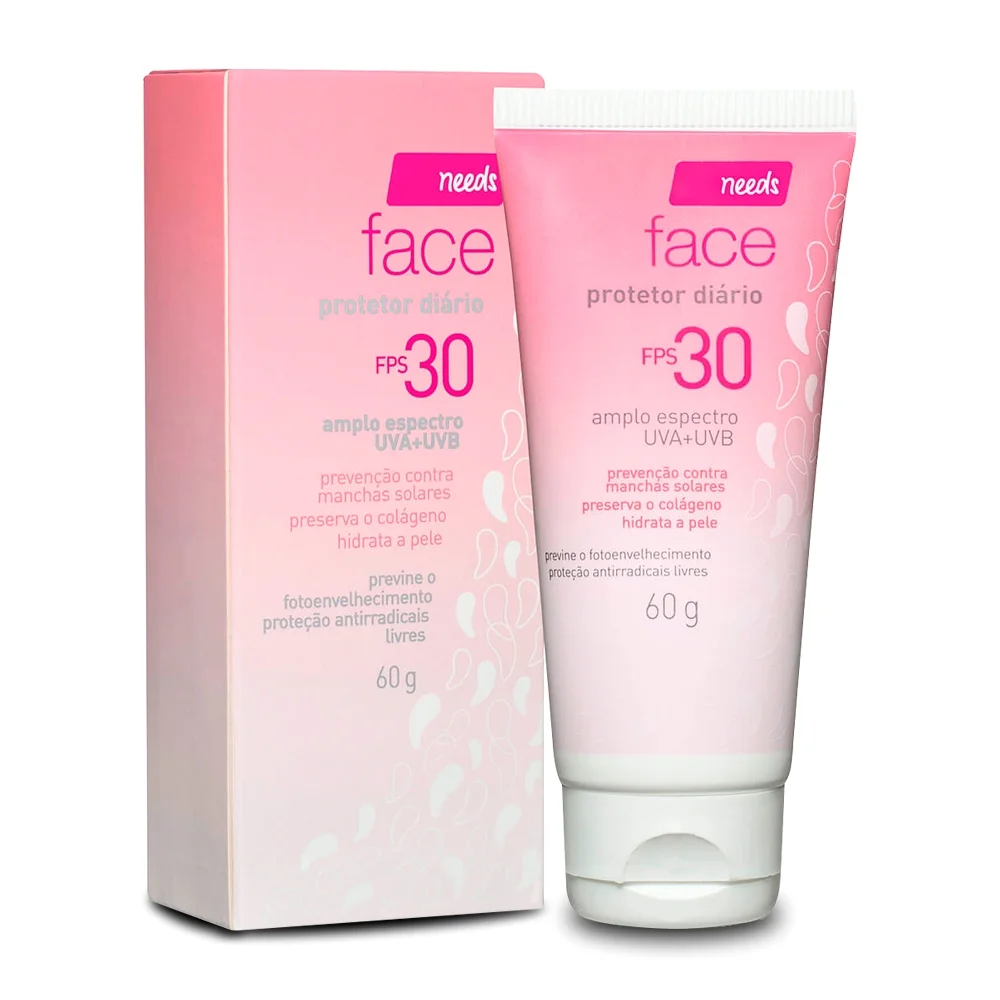 Needs Face Daily Sunscreen FPS30 Facial All Skin Types Protetor Solar 60g/2.11 oz