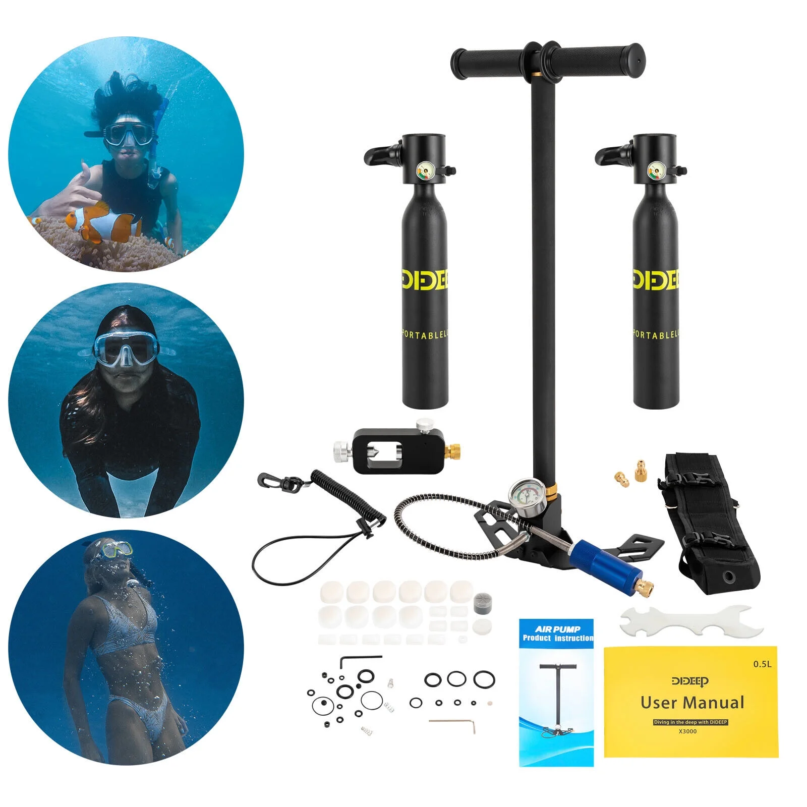 Miumaeov Oxygen Air Tank Equipment Underwater Breath Oxygen Tank Mini Scuba Diving Kit
