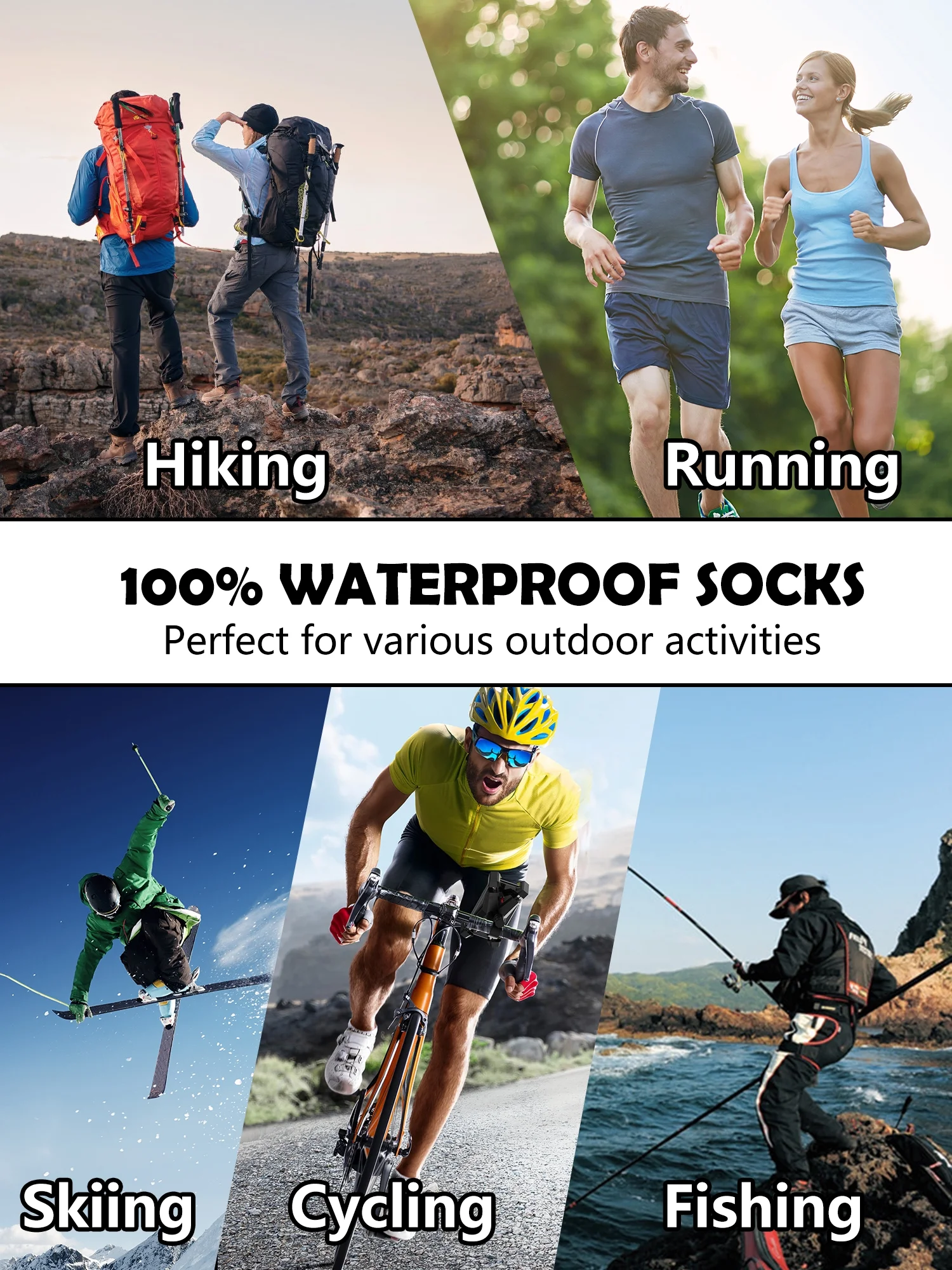 RANDY SUN Waterproof Men Socks, Lightweight Breathable Socks Cushioned Quarter Hiking Trekking Socks 1 Pair X-Small Gray- Green