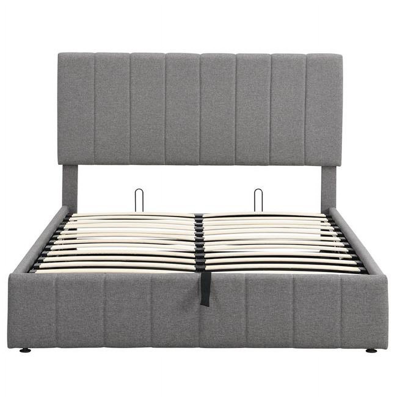 HomeRoots 473964 Full & Double Size Gray Upholstered Linen Blend Bed