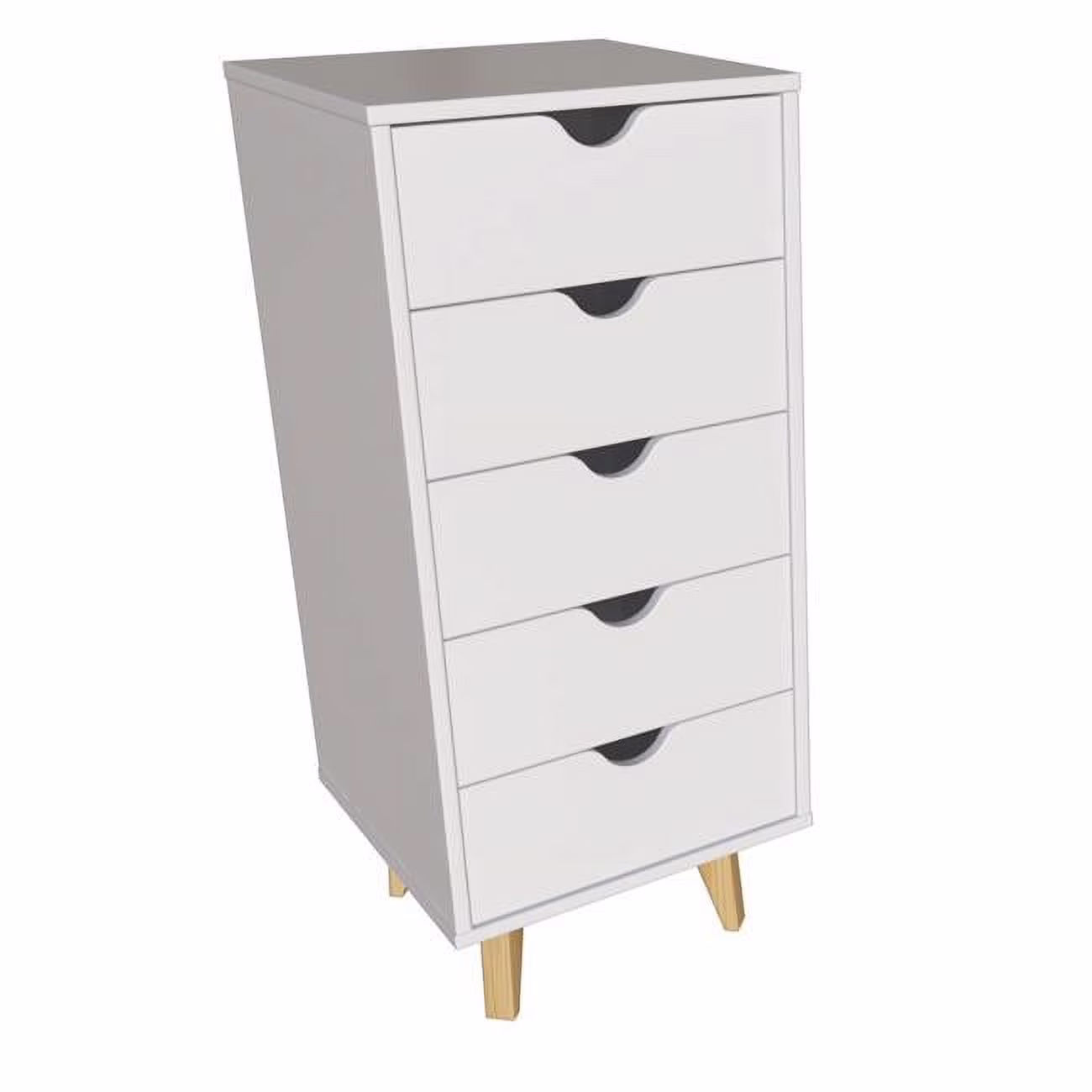 16 in. White Solid Wood Five Drawer Lingerie Chest