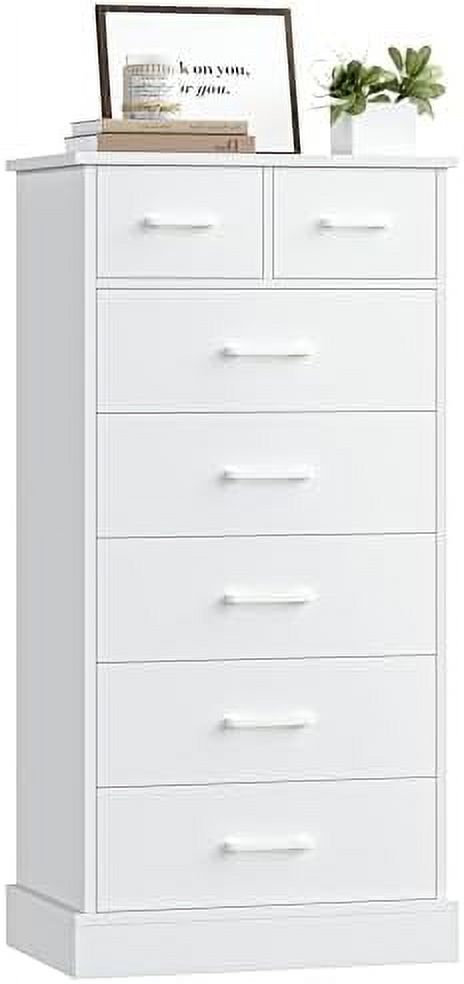 HBBOOMLIFE 7 Drawer Dresser White Dresser  48.5\u201D Tall White Dresser for Bedroom  Modern Dresser White with Deep Drawers  White Chests of Drawers Tall Dresser for Home