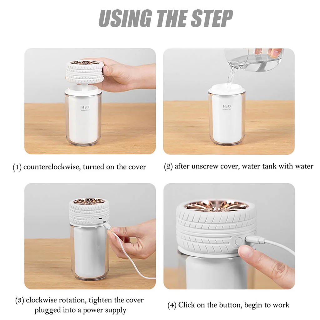 Randolph Creative Tire Humidifier Spray With USB Night Light Tire Air Purifier Humidifier