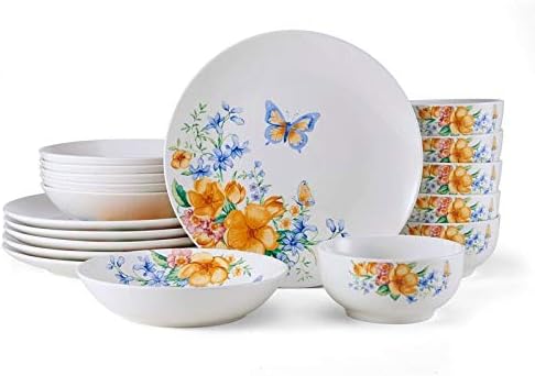 18pc Dinnerware Set Multi Color Floral Casual Round Porcelain 18 Piece Microwave Safe