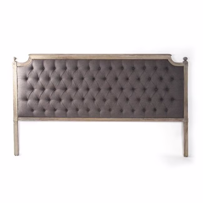 Zentique CL045 King E272 A008 Louis Tufted Headboard- King - Aubergine Linen - 84.75 x 53.5 x 2.75 in.