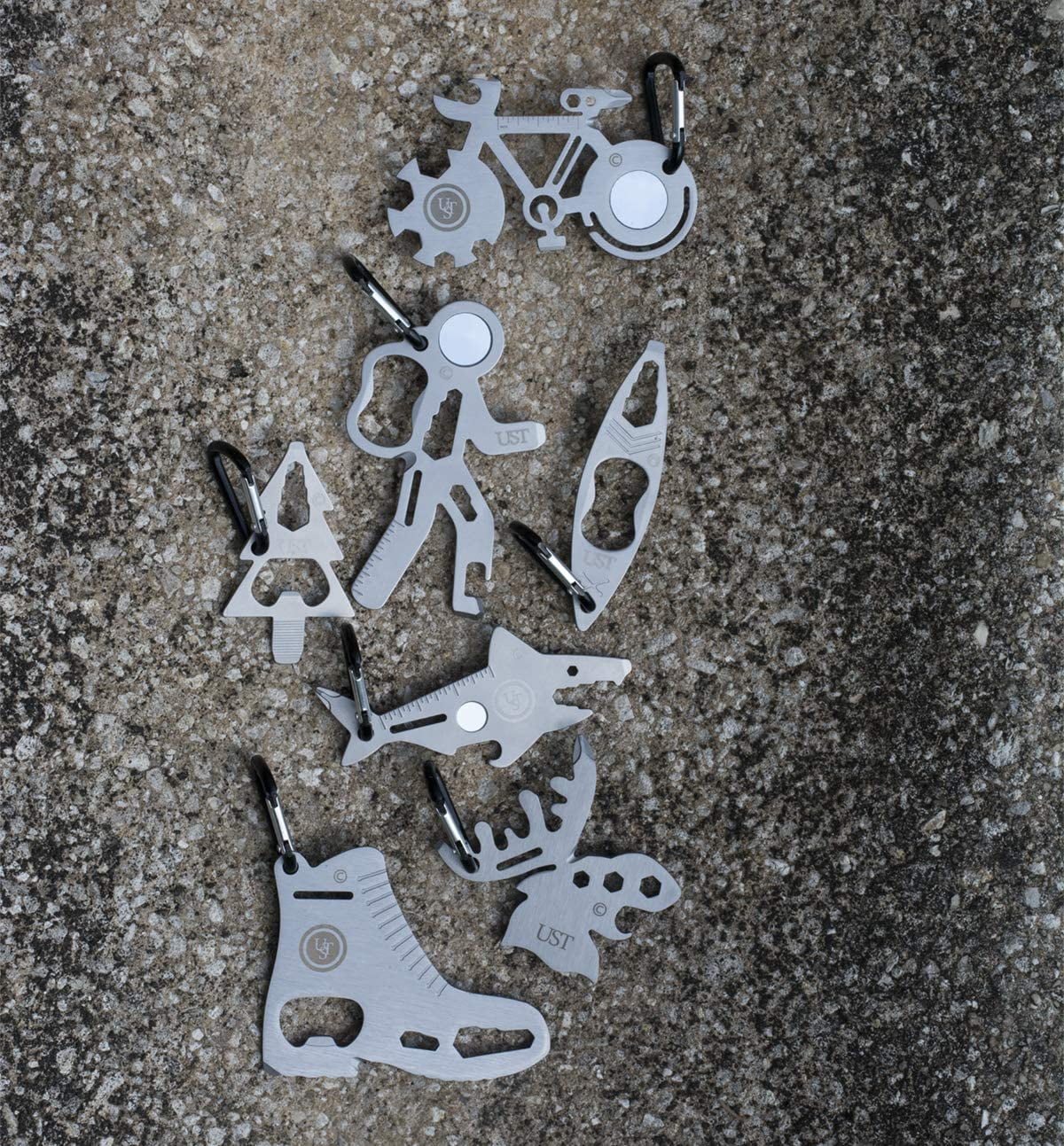 UST Tool-a-Long Multi-Tool Carabiners with Durable, Compact Stainless Steel Construction for Hiking, Kayaking, Camping, Travel and Outdoor Survival