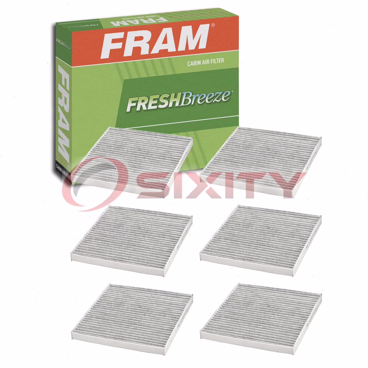 6 pc FRAM CF10374 Fresh Breeze Cabin Air Filters for 9369 AKX35347 BE8Z-19N619-A C26175 CF-242 CUK2747 FCAF1899P HVAC Heating Ventilation Air Conditioning Vent Filters
