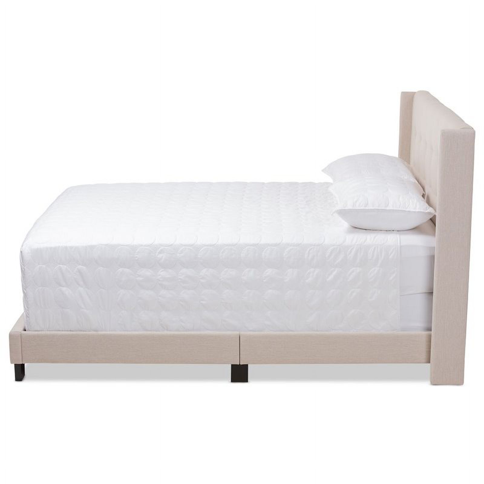 Bowery Hill Fabric Tufted Queen Bed in Beige