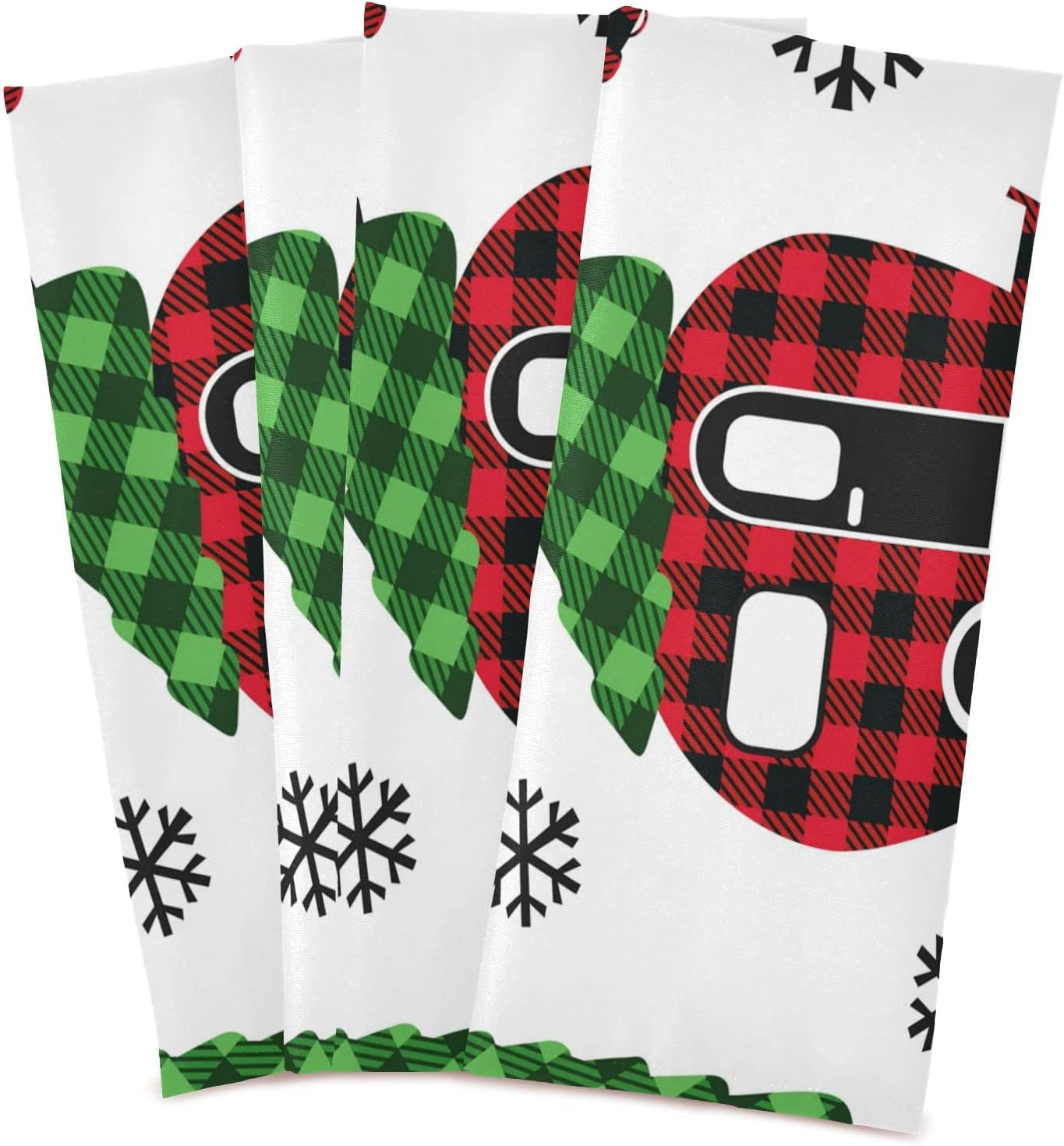 Dreamtimes Plaid Christmas Red Car Kitchen Towels Set of 4 Dishcloths Hand Towels Tea Towels Ultra Absorbent for Cleaning Washing Drying Dishes Tableware 28'' x 18''