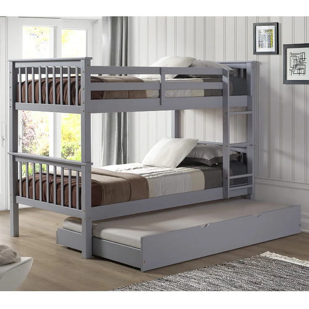Walker Edison Solid Wood Twin Trundle Bed in Grey (Trundle Only)