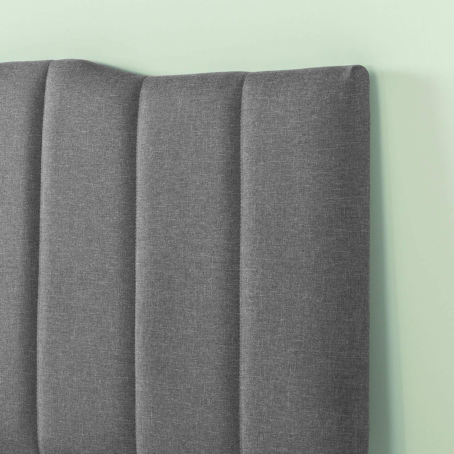 Zinus Satish Upholstered Channel Stitched Headboard in Grey, Queen Gray