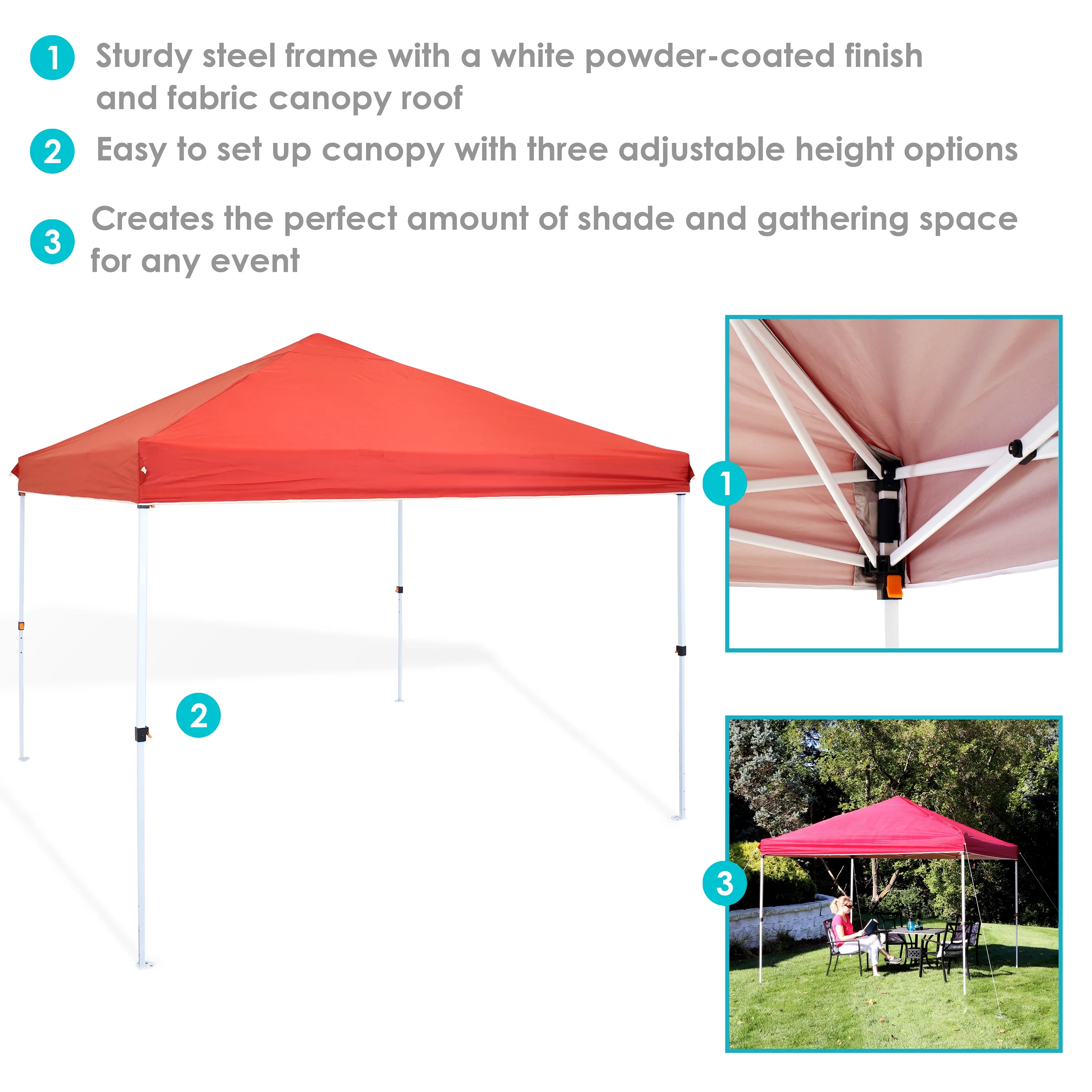 Sunnydaze Standard Pop-Up Canopy with Carry Bag and Sandbags -  10' x 10' -  Red