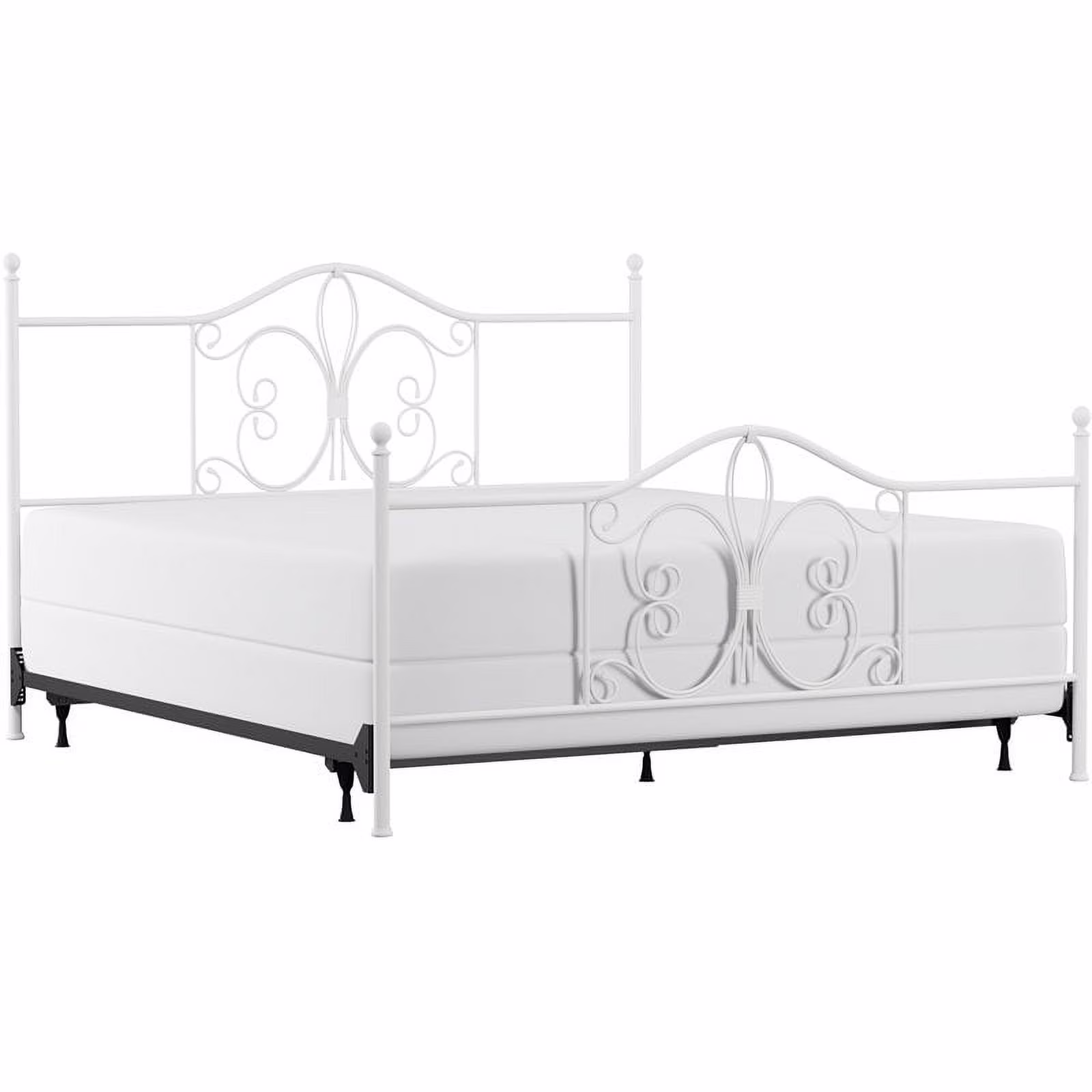 Bowery Hill Transitional King Metal Bed in Textured White