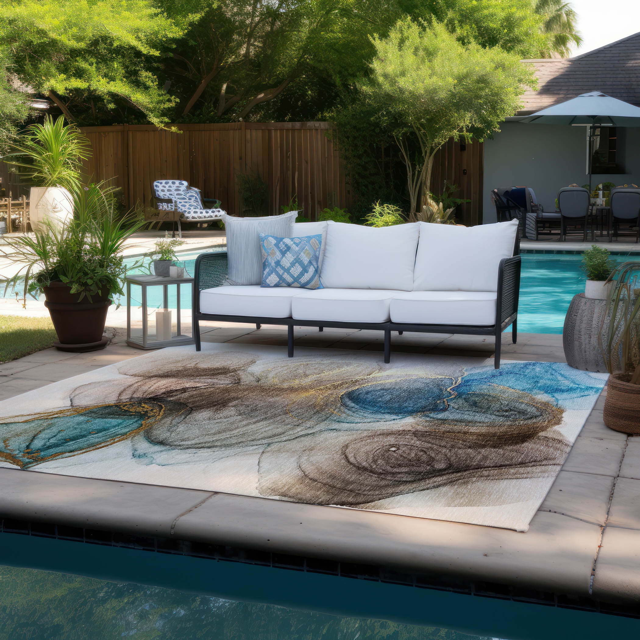 Addison Rugs Chantille ACN513 Beige 9' x 12' Indoor Outdoor Area Rug, Easy Clean, Machine Washable, Non Shedding, Bedroom, Living Room, Dining Room, Kitchen, Patio Rug