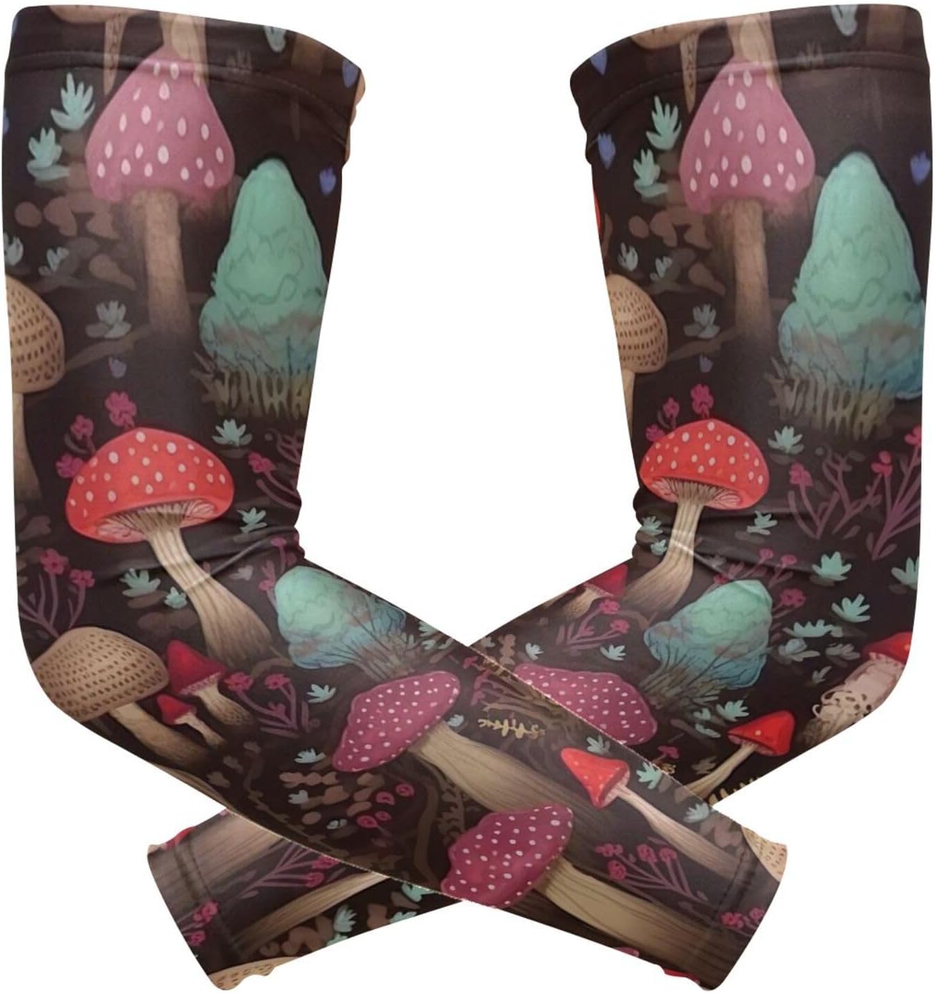 Wellsay Colorful Mushrooms Arm Sleeves for Men and Women Compression Arm Sleeves for UV Sun Protection & Tattoo Cover Up, Great for Sports