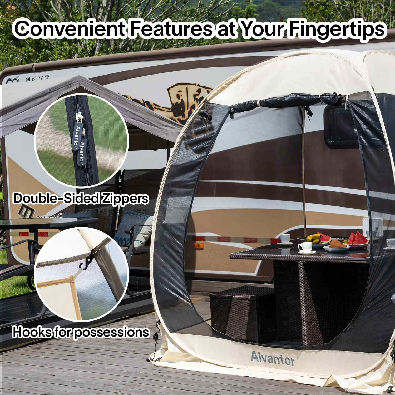 Screen House Tent Gazebo Pop up Instand Canopy 6'X6' Beige, 6 ft