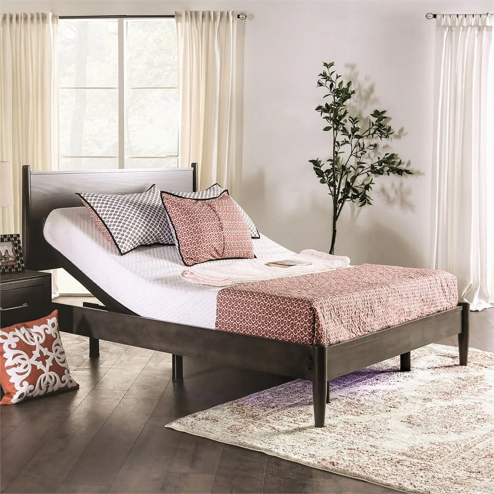 Furniture of America Virya Metal Black Single Motor Twin XL Adjustable Bed