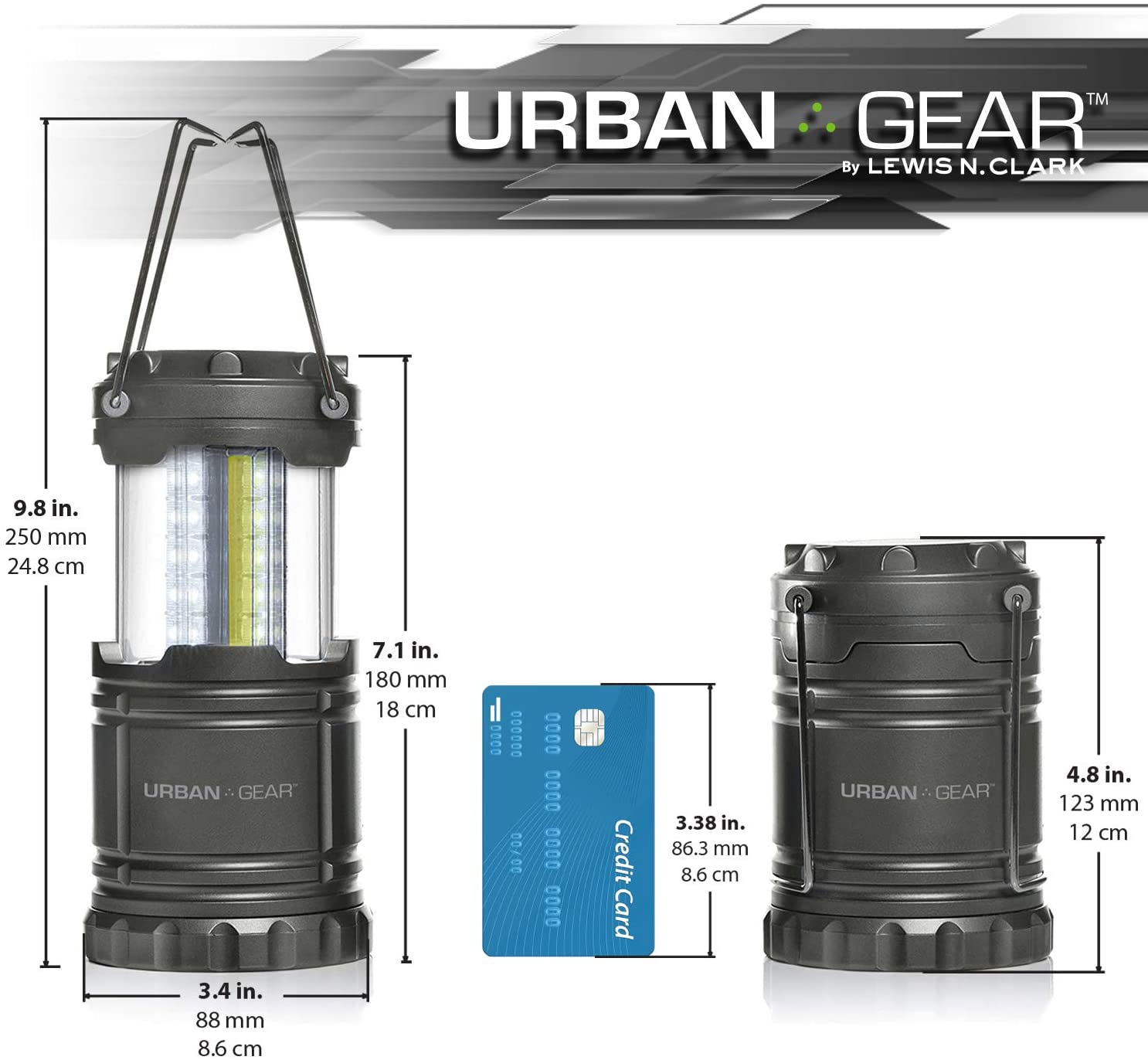 Portable Pop Up Indoor/Outdoor Camping Lantern + Waterproof Emergency Flashlight w/LED Lights (300 Lumens) for Backpacking, Hiking, Fishing & Outdoors (Batteries Included), Single