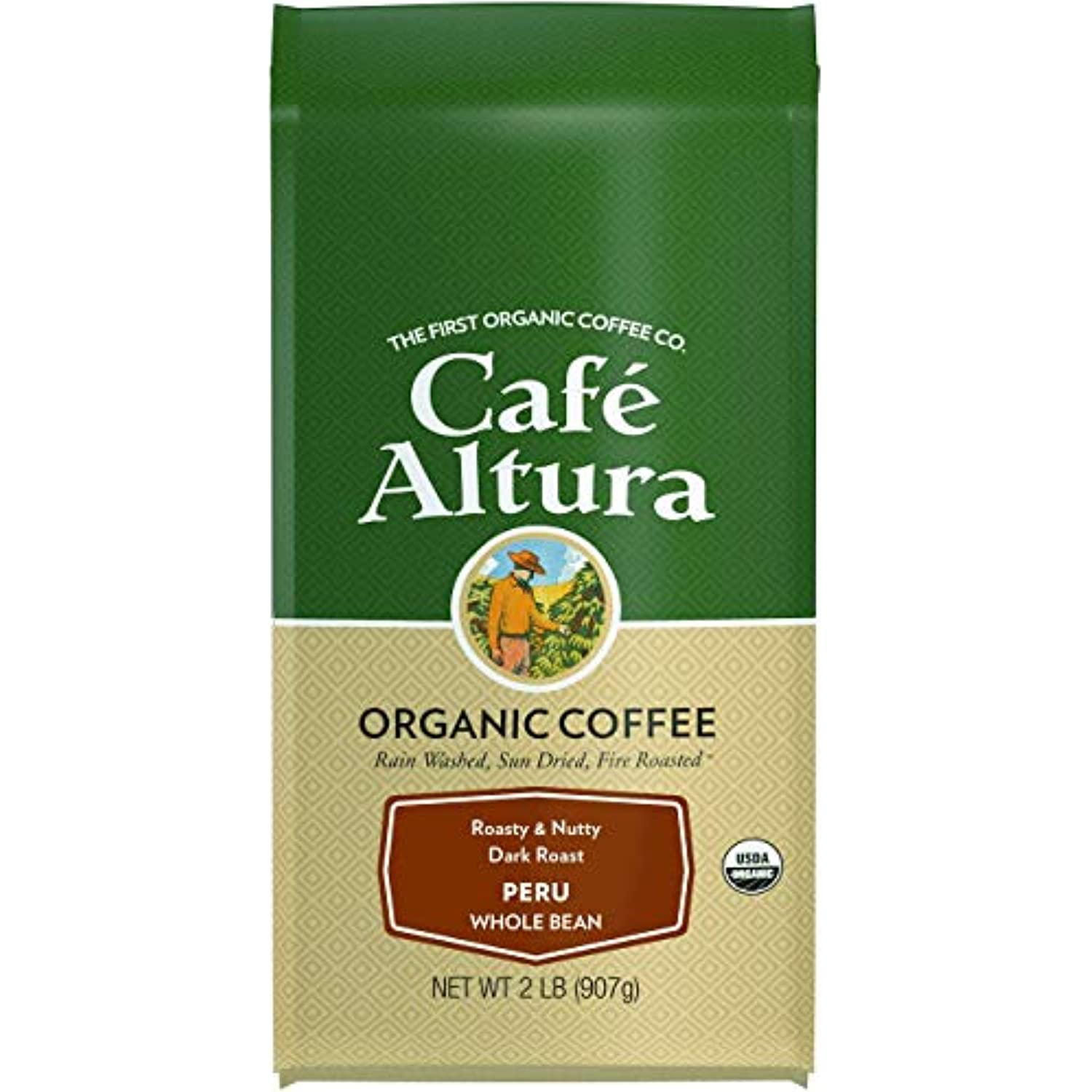 Cafe Altura Whole Bean Organic Coffee, 2 Pound, 1.99 Pound, Peruvian Dark Roast, 32 Oz