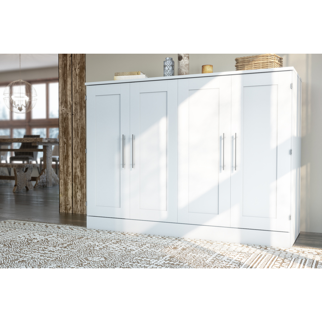 Bestar Pur Full Cabinet Bed with Mattress in White