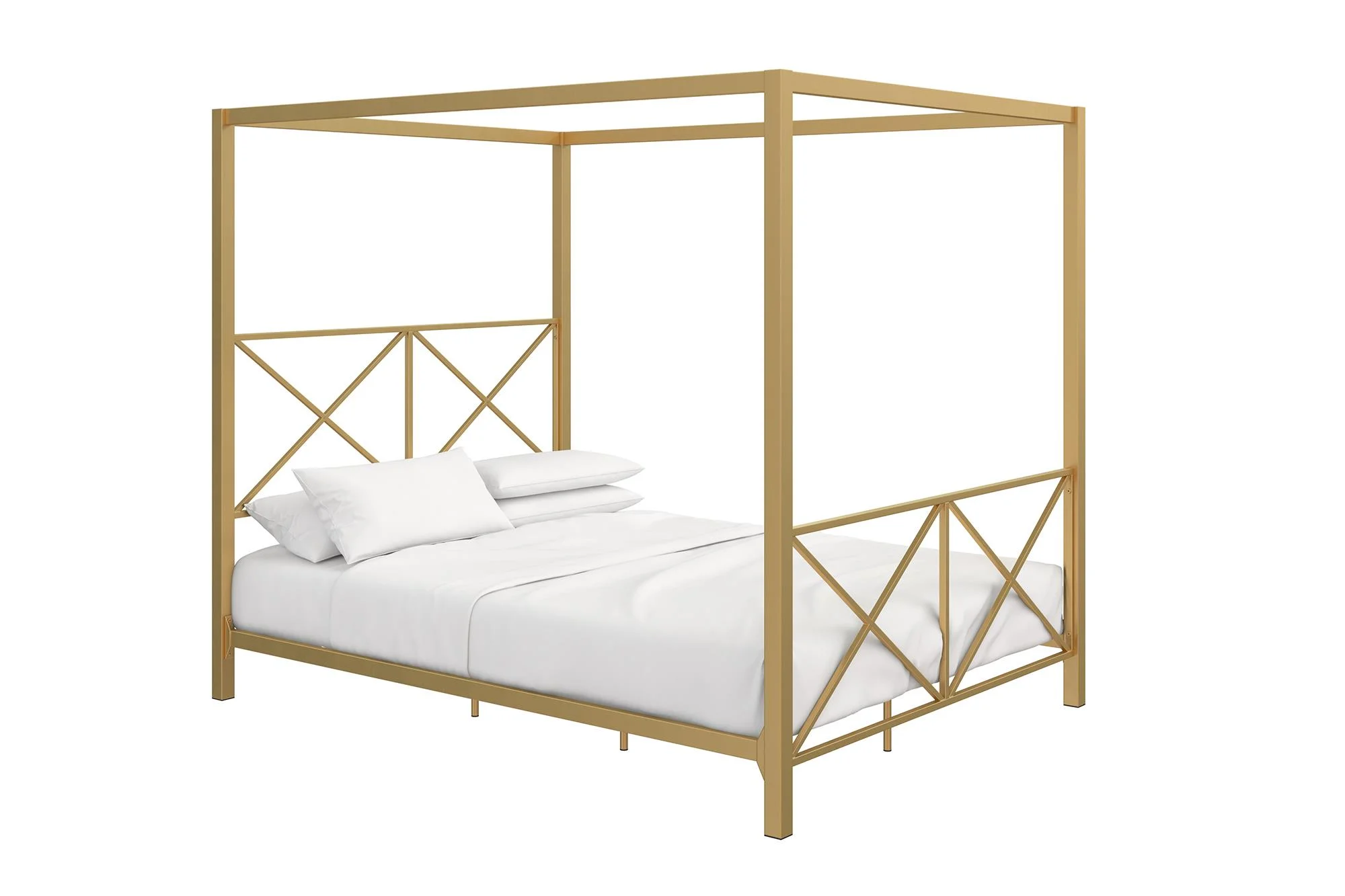 DHP Rosedale Metal Canopy Poster Bed Frame, Full, Gold