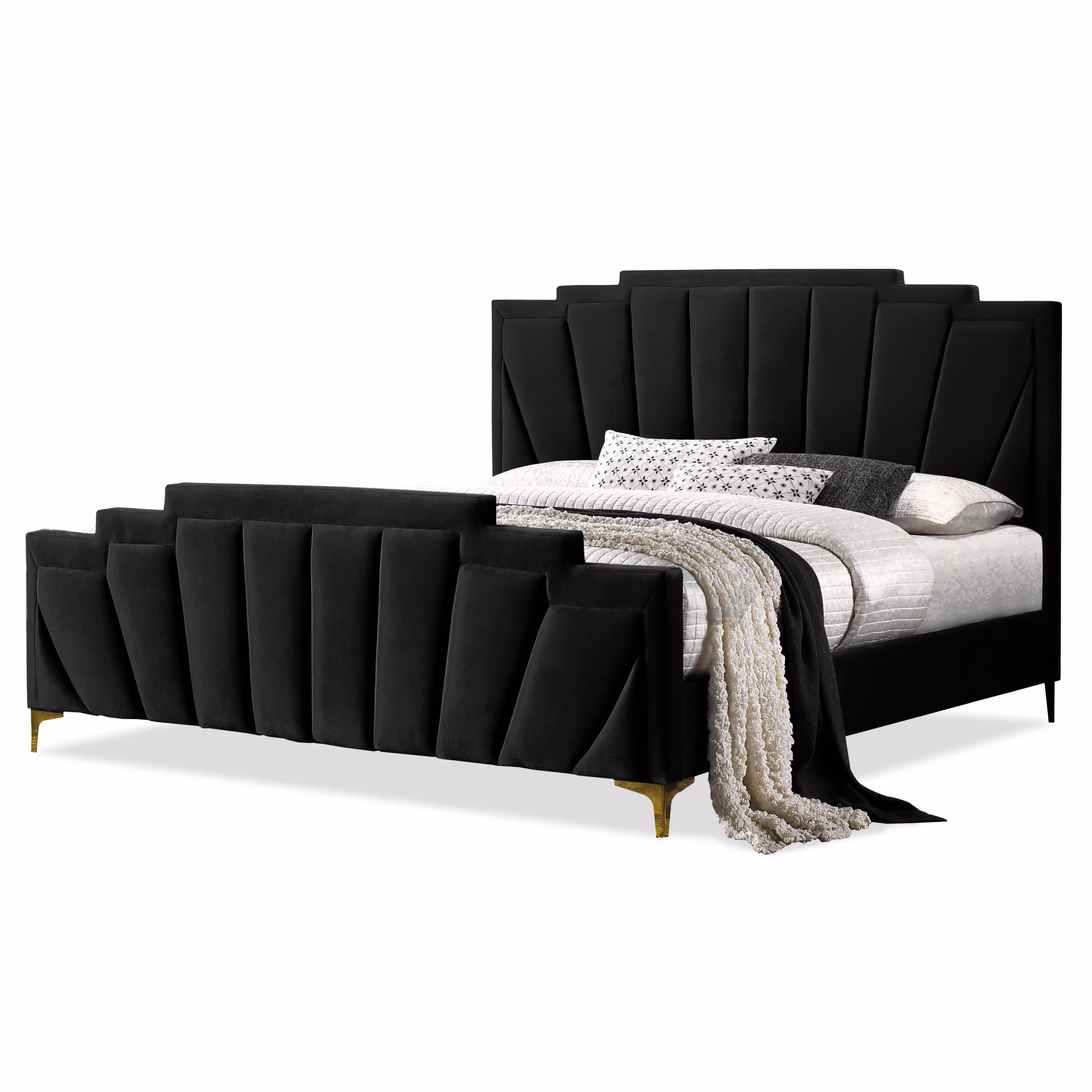 Furniture of America Gatsby Fabric Panel Bed, Black, King