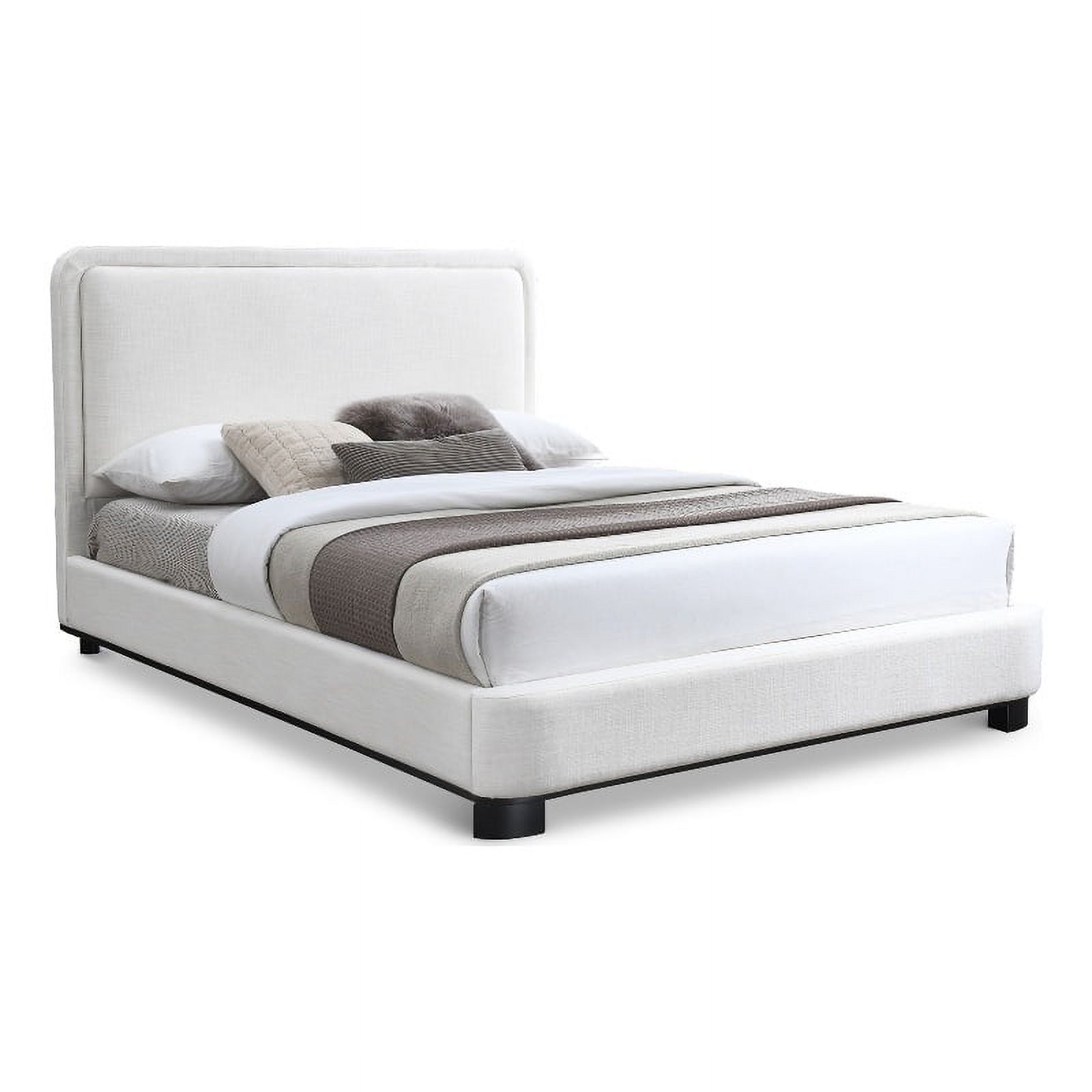 Meridian Furniture Nolita Cream Linen Textured Fabric King Bed