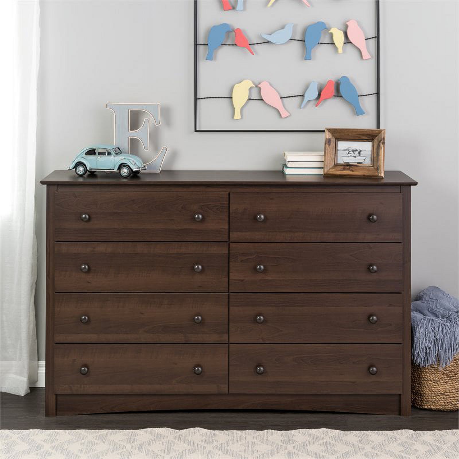 Pemberly Row 8-Drawer Transitional Composite Wood Dresser in Espresso