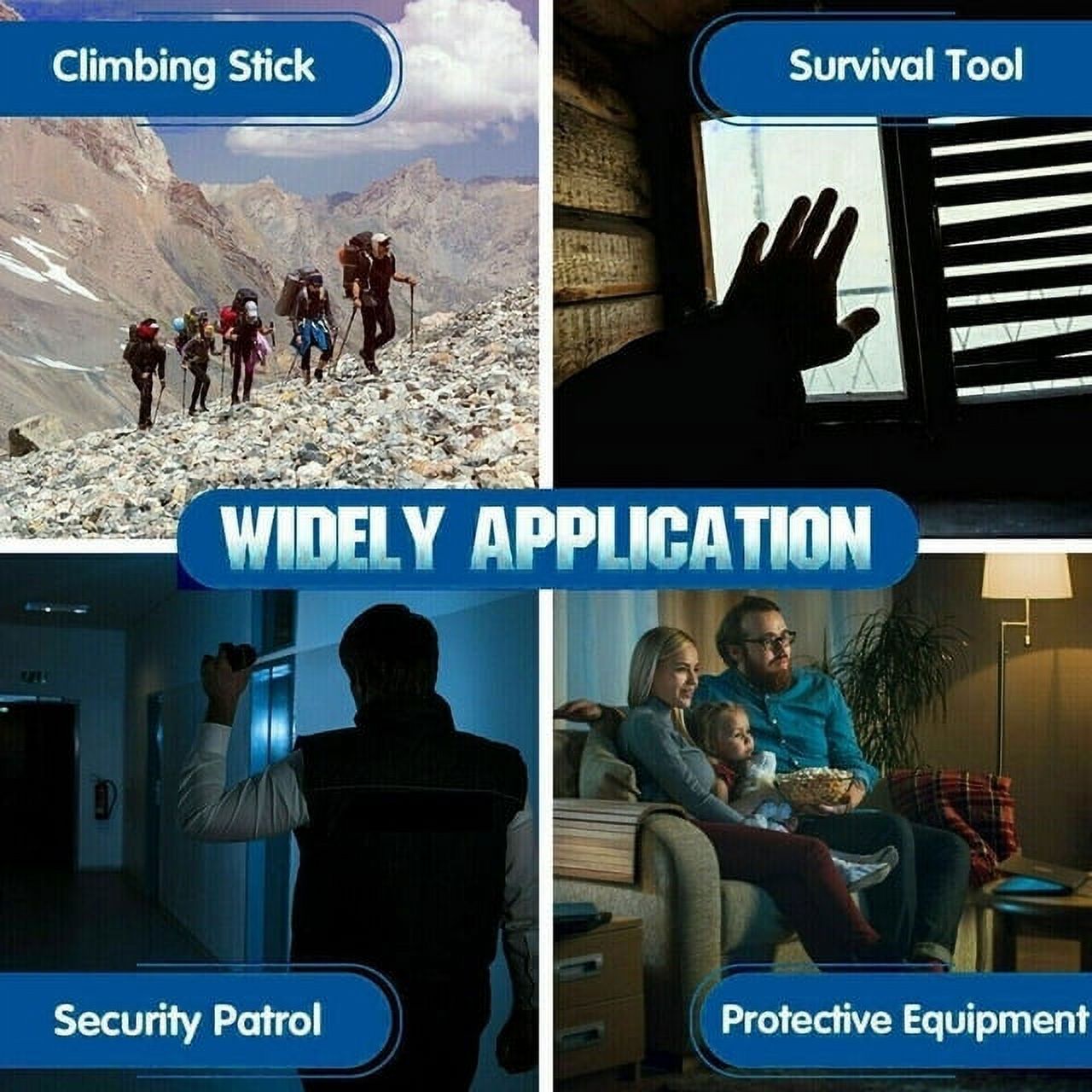 PANGJIGUIBA 2024New Enhanced Automatic Retractable Hiking Stick Auto Pop-up Enhanced Retractable Multi-Tool Walking Hiking Stick 3 Sections Trekking Poles with Sleeves and Tail Ropes Non-Sl